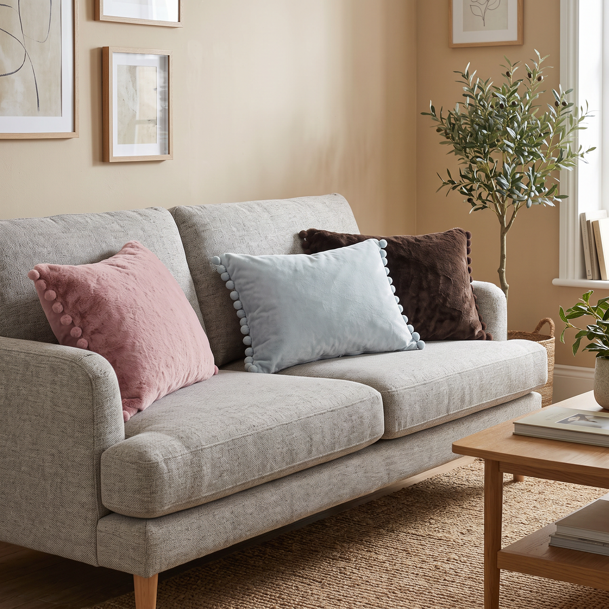 LD Faux Fur Cushion Cover - 50cm x 33cm - various colours available