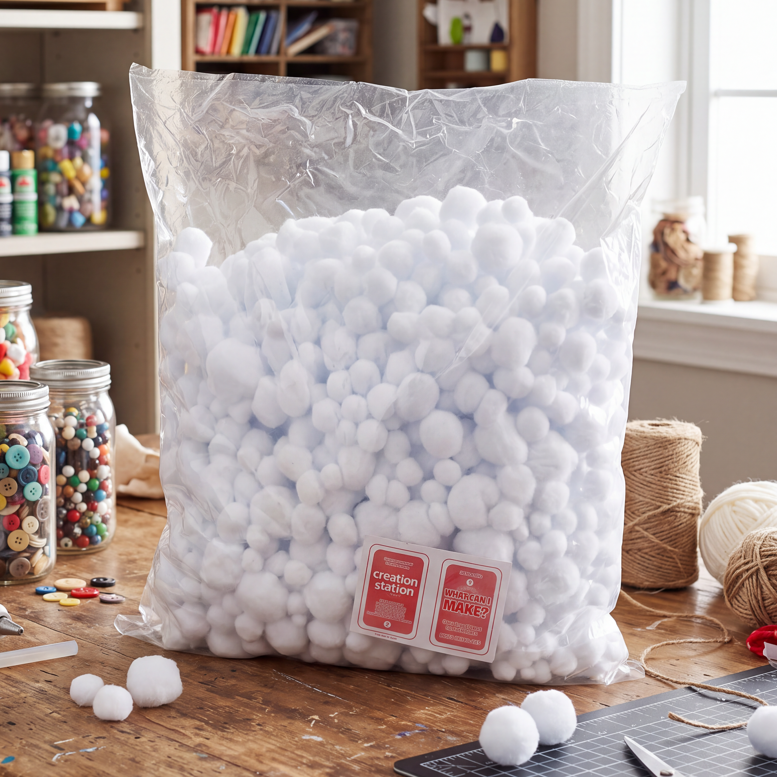 White Pom Poms - Pack of 1000