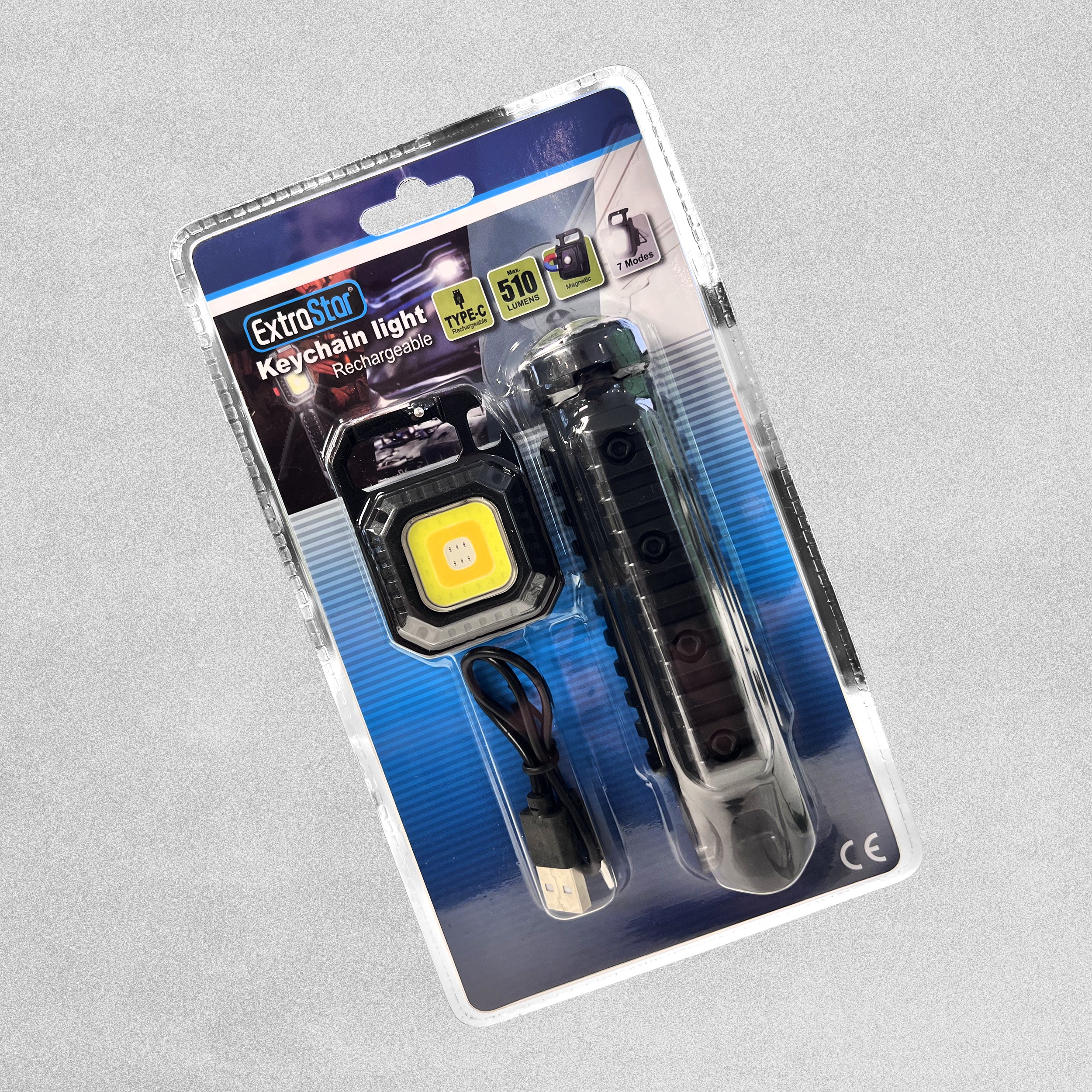 Extrastar LED Rechargeable Keychain With Light. 7 Modes 510 Lumens Max