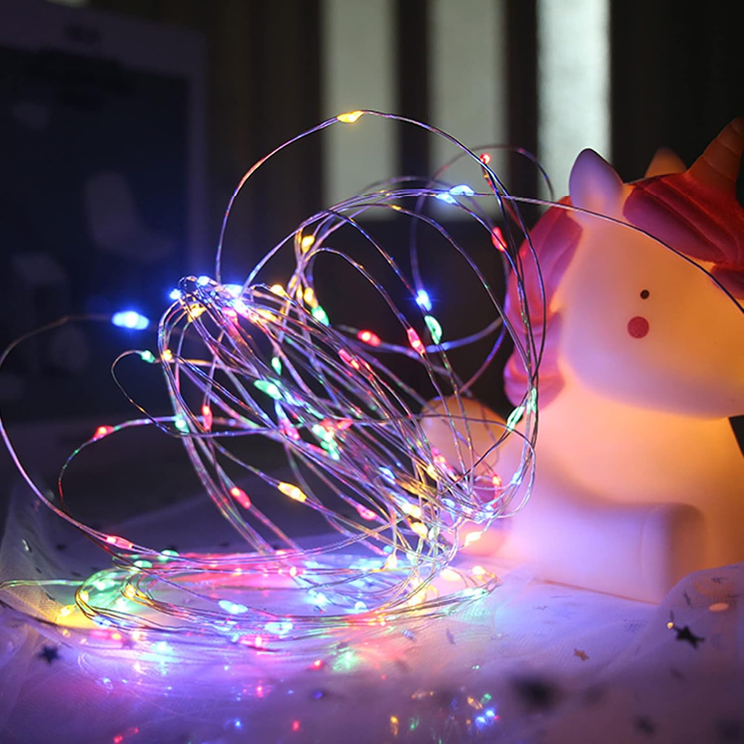 Extra Star USB Copper Light String RGB Led Wire String 2mx2m 200 Led 6 Strips 8 Modes With Remote Control
