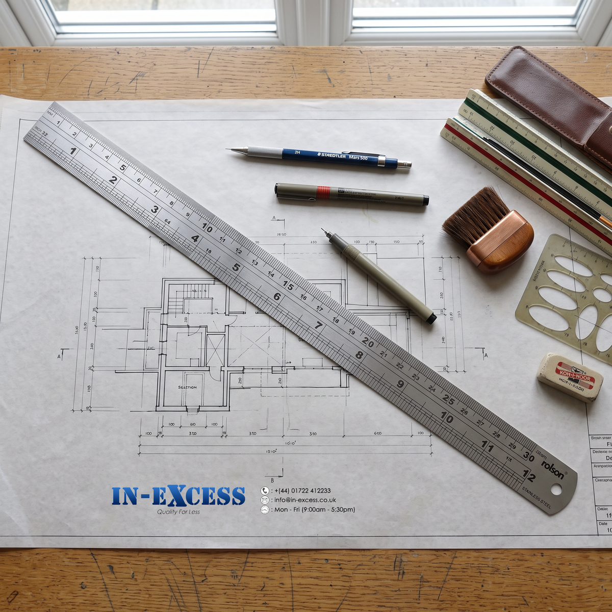 Rolson 300mm Stainless Steel Ruler/Conversion chart