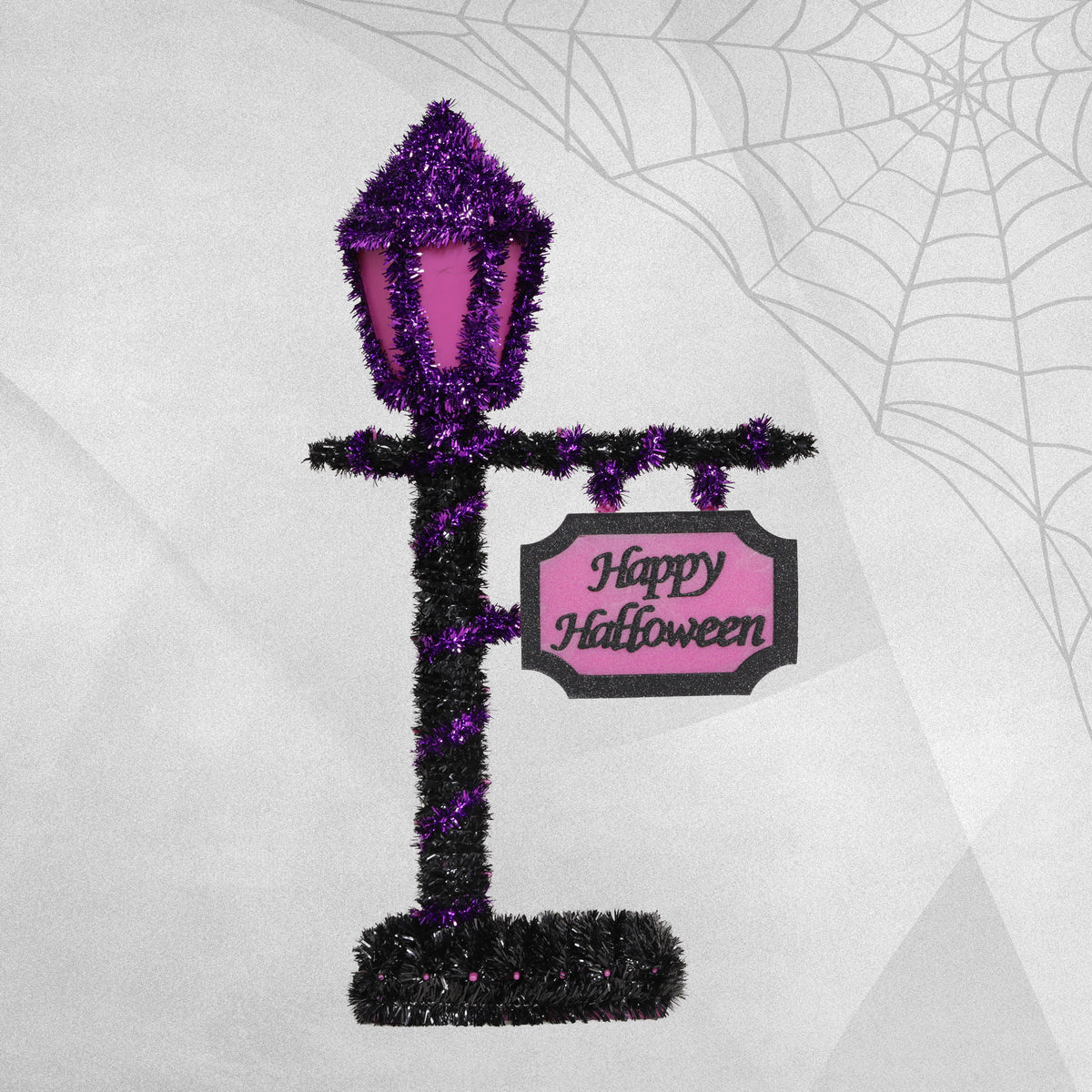 Halloween Tinsel Glowing Lamp Post - 44cm tall