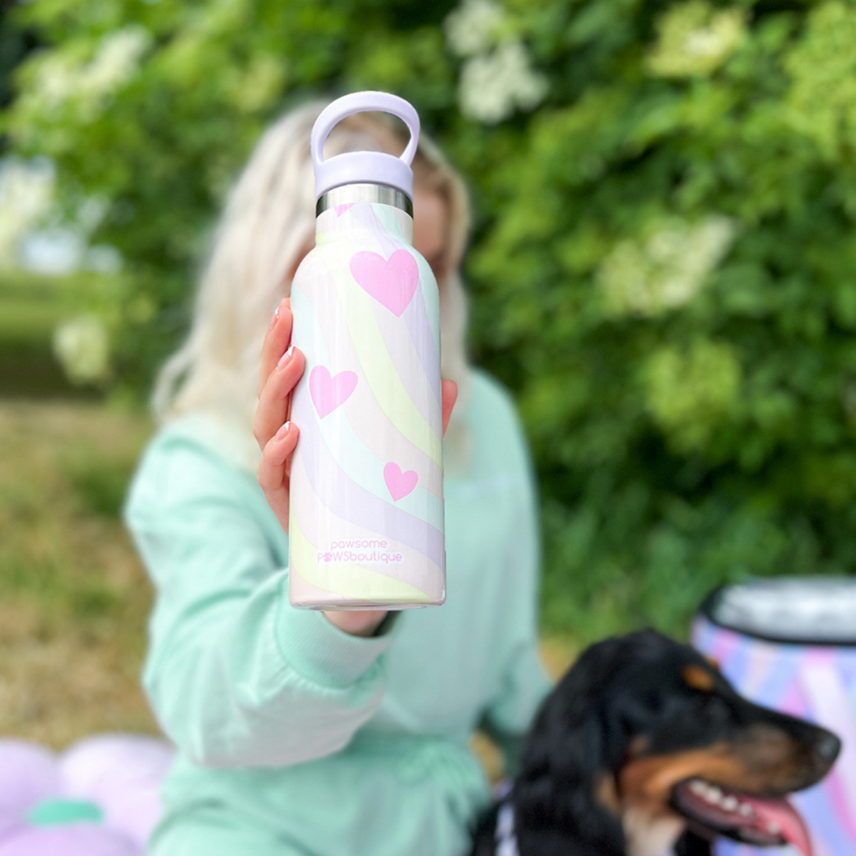 Captive Brands Paw Boutique Hearts Stainless Steel Bottle with Straw 500ml