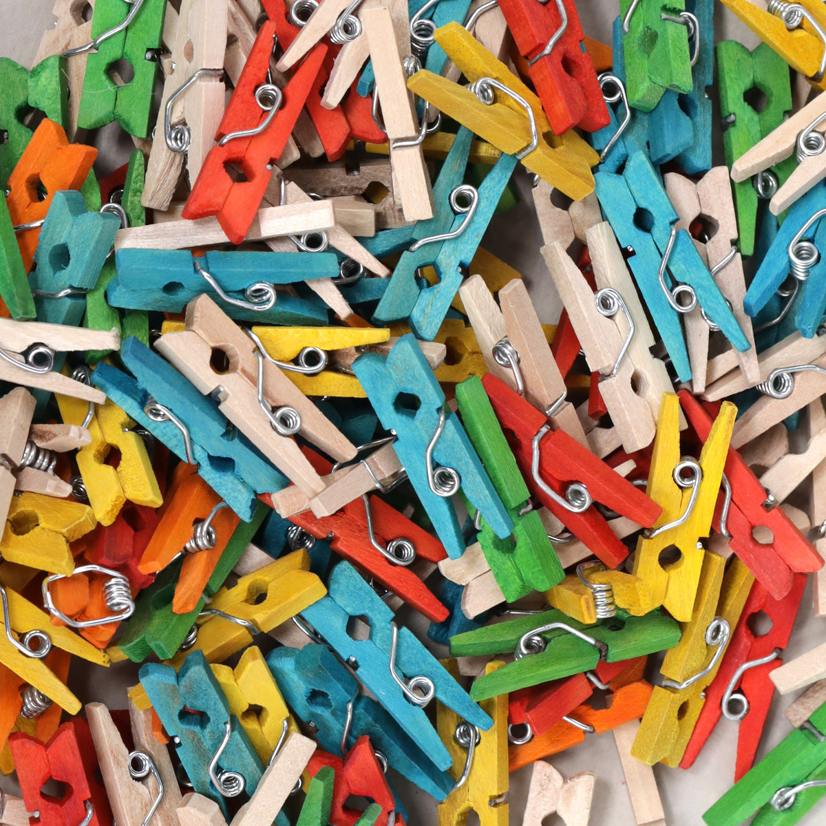 In-Excess Creation Station Mini Clothes Pegs Natural and Coloured Wood 200 Approx.
