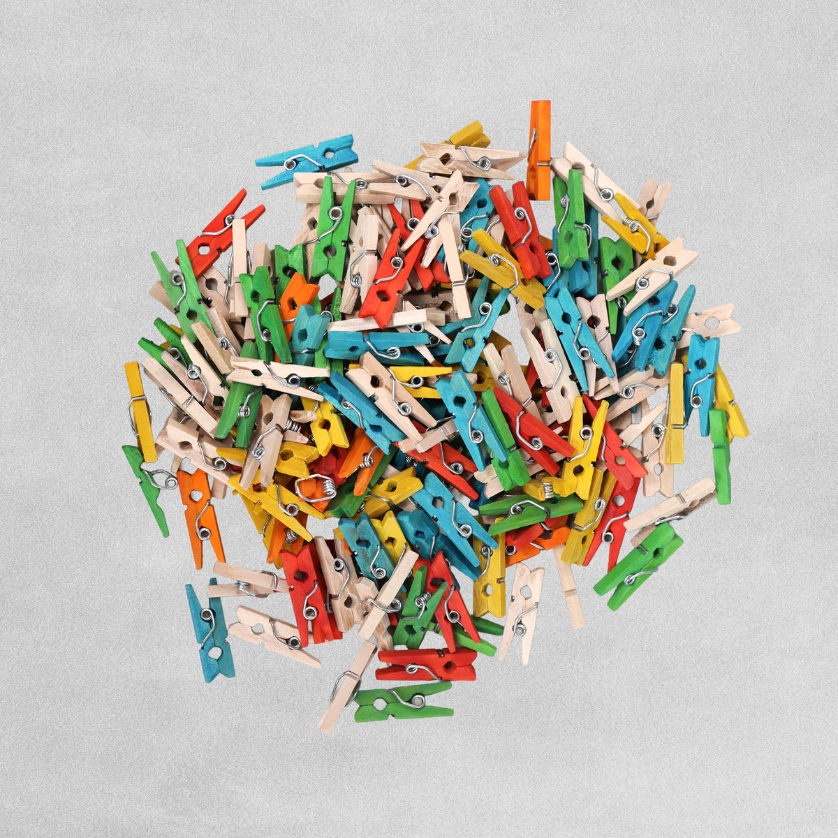 In-Excess Creation Station Mini Clothes Pegs Natural and Coloured Wood 200 Approx.
