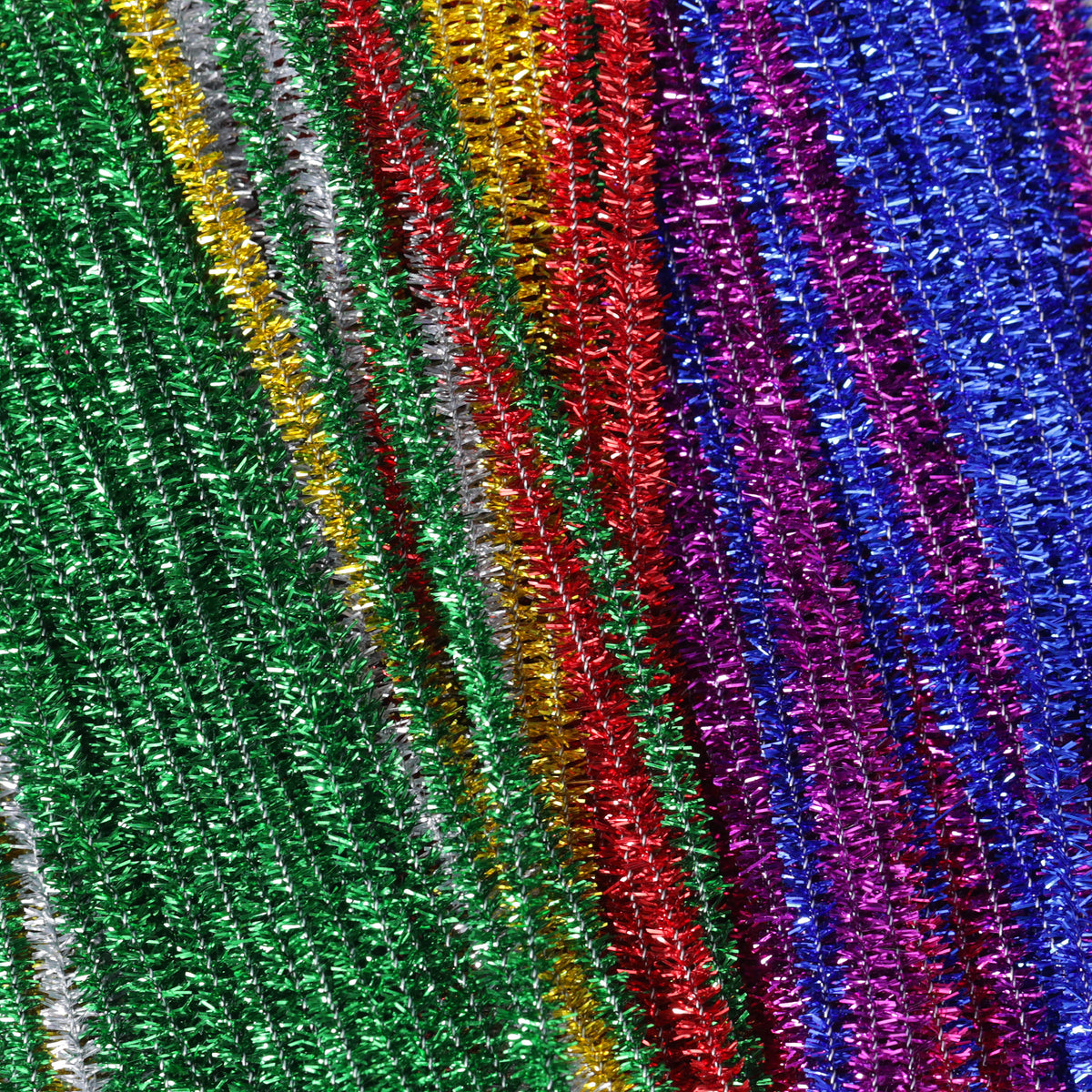 Craft Tinsel Pipe Cleaners - Size L150mm, 6mm wide - Multi Colour - pack of 250