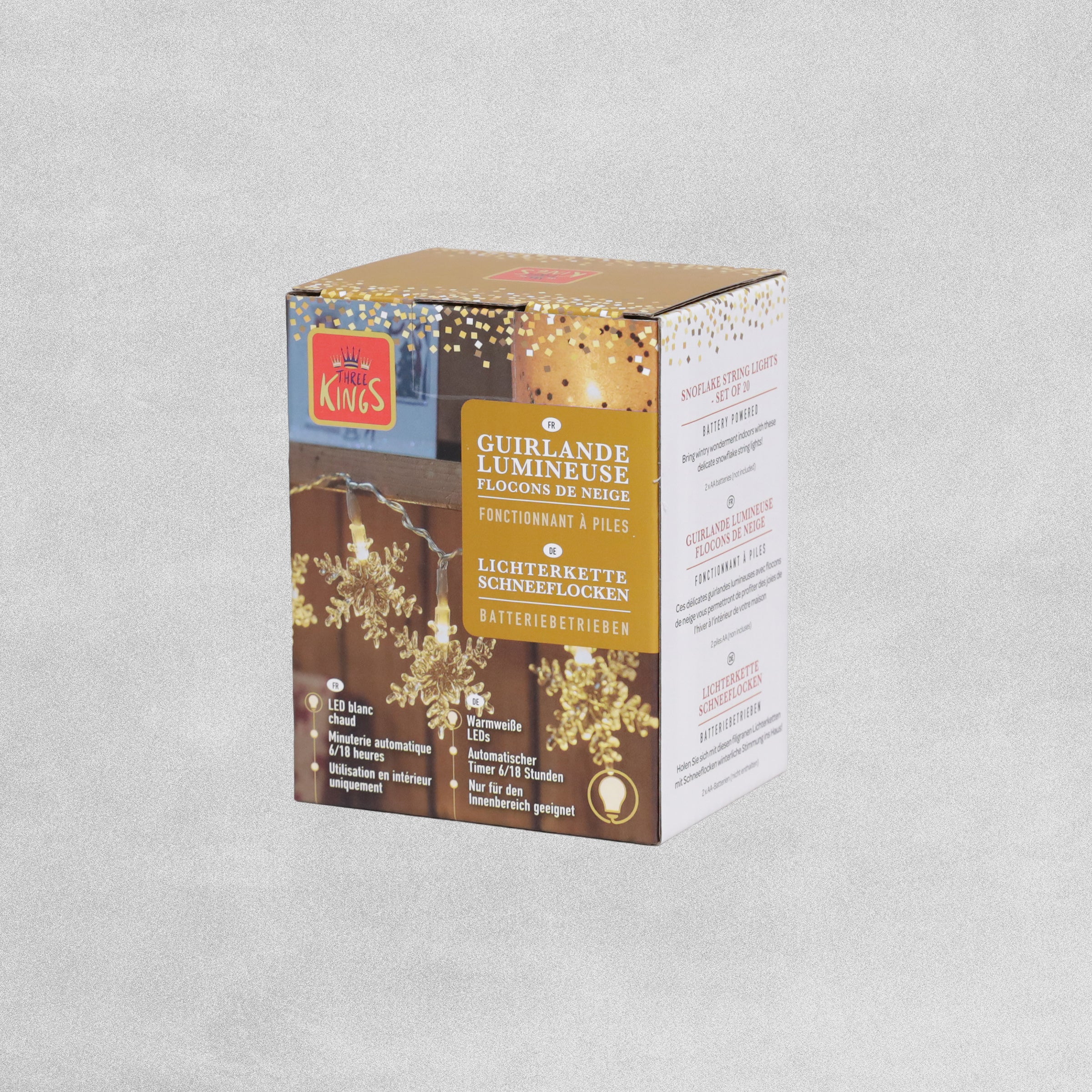 Three Kings Snoflake String Lights - 20 Lights