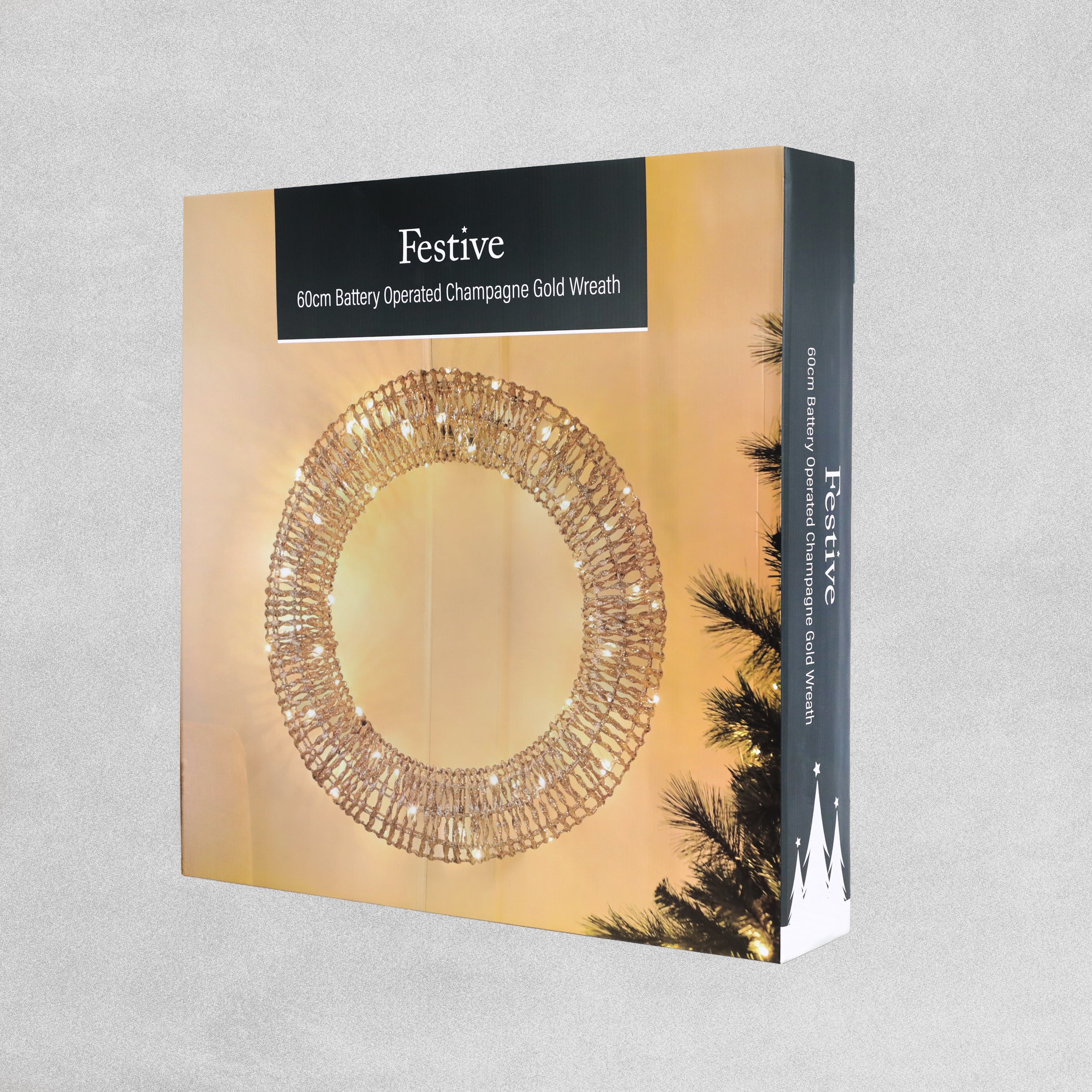 Festive Champagne Gold Wreath - 60cm