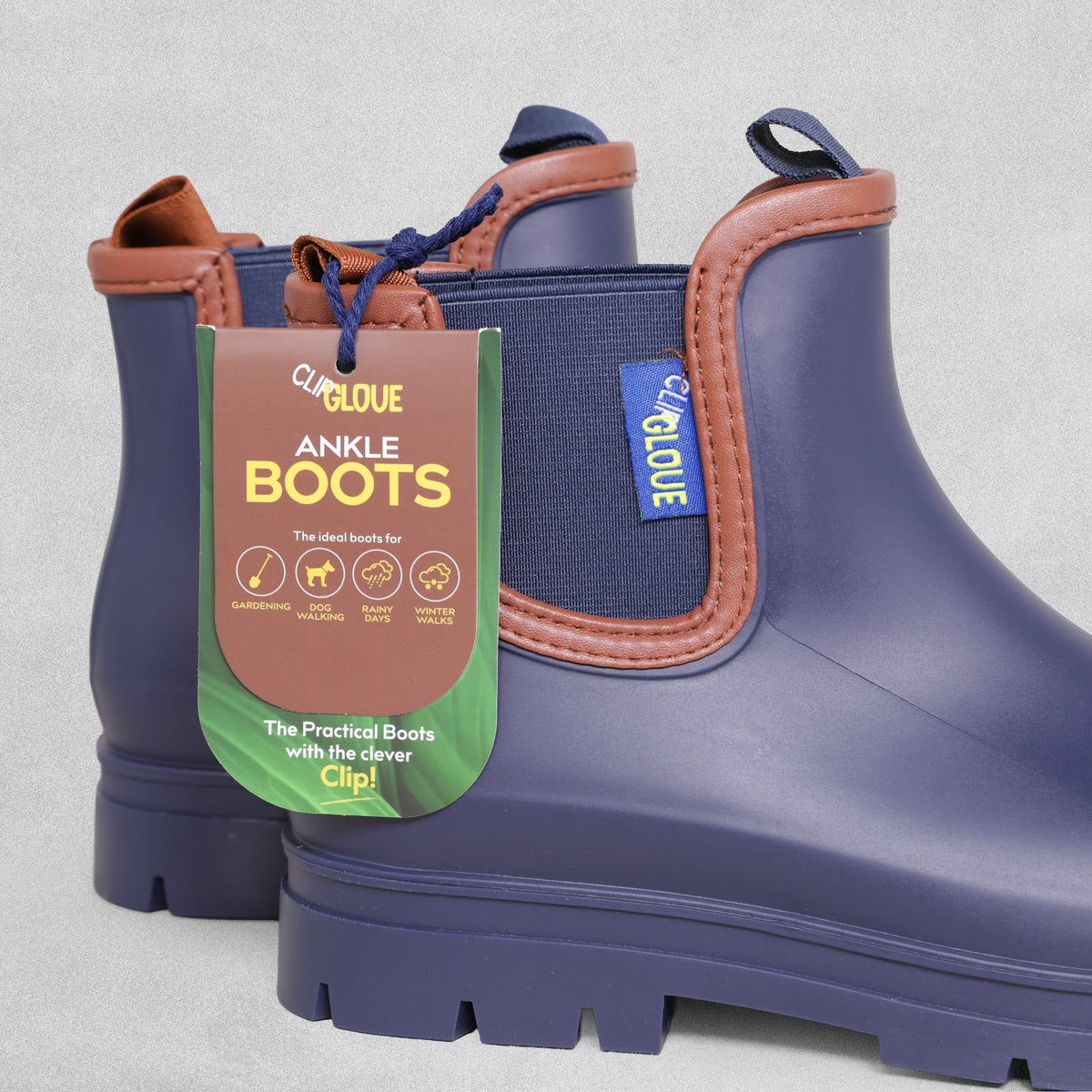 ClipGlove Ankle Boots - Khaki and Navy Ankle Wellington Boots