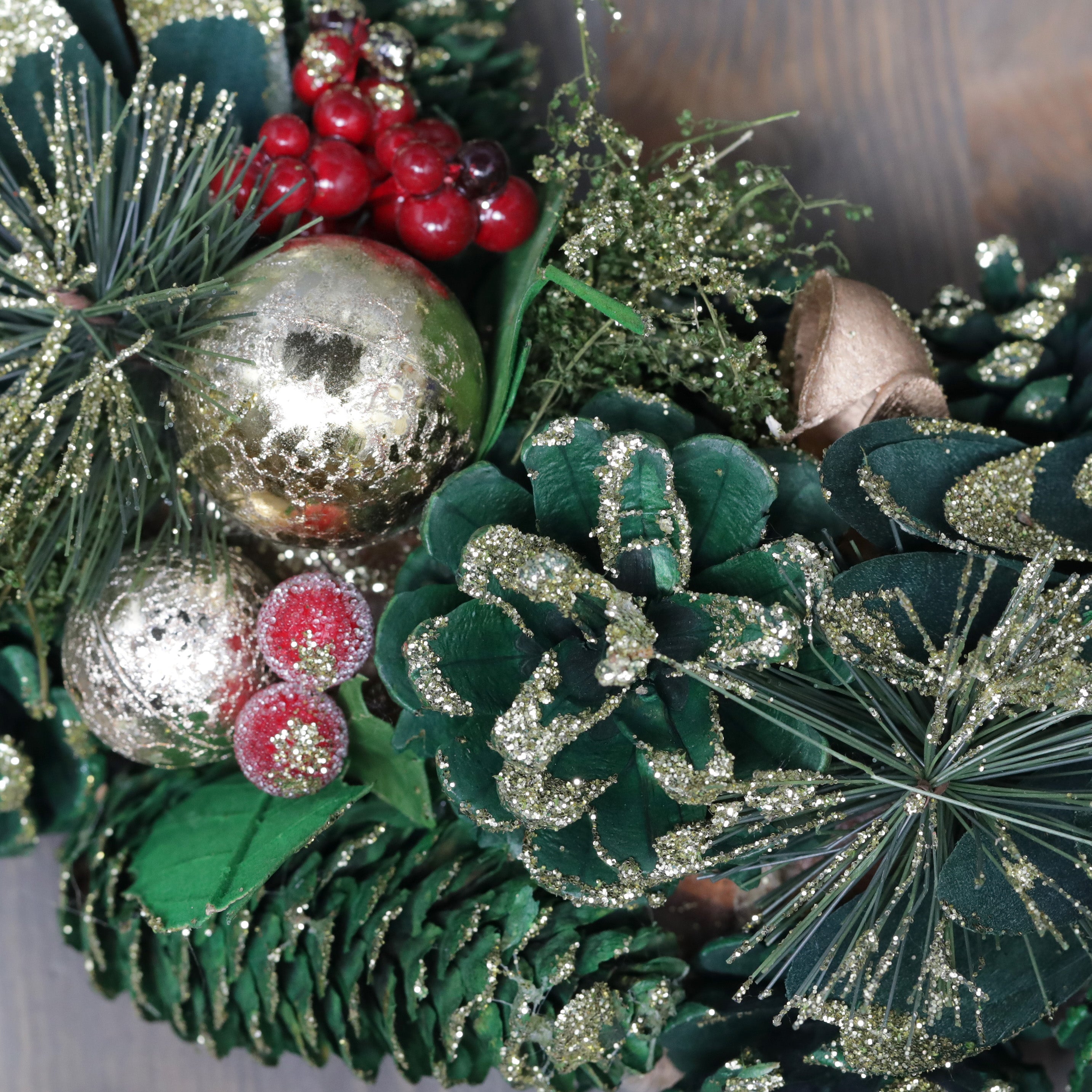 Three Kings Bauble Pine Christmas Wreath - 36cm