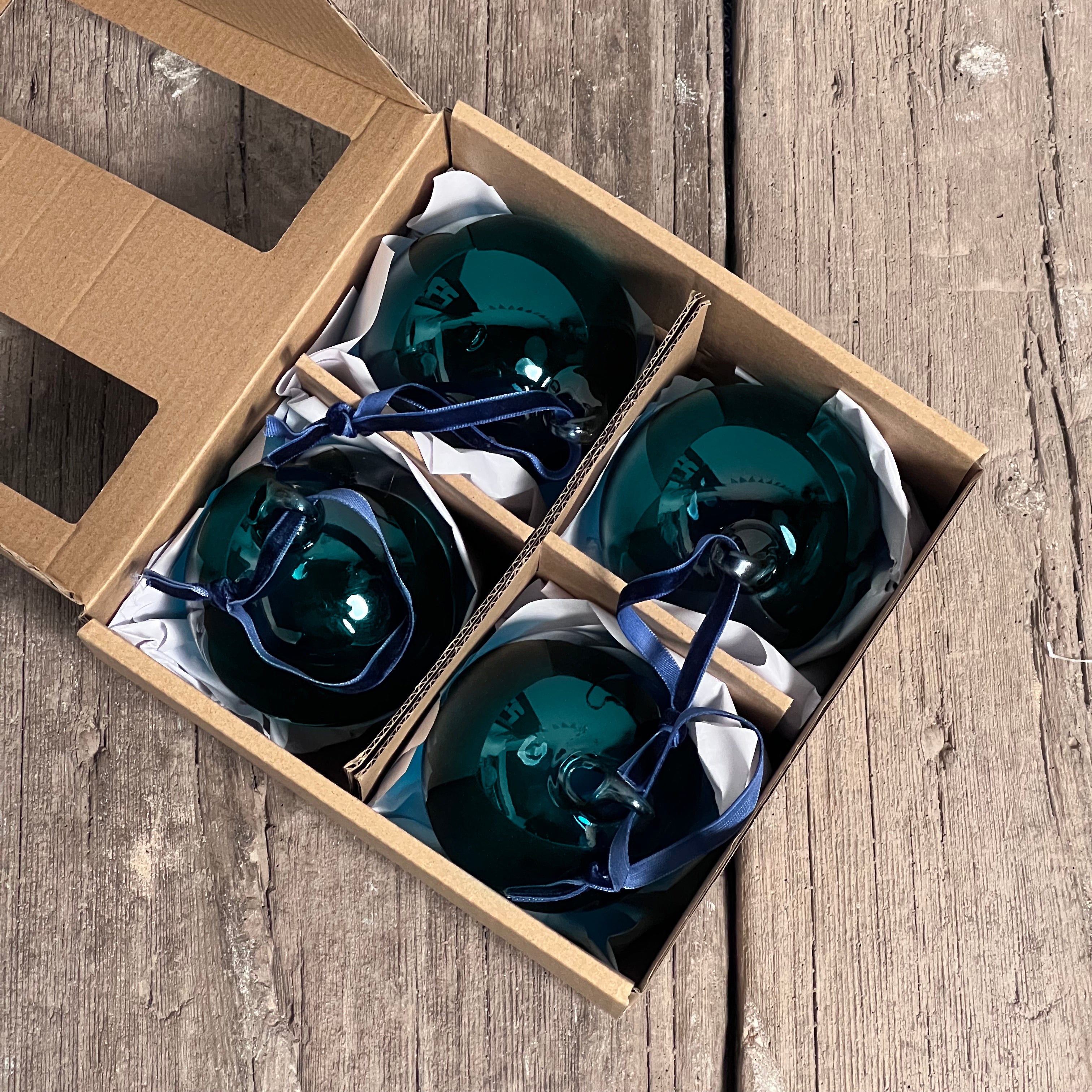 Set of 4 Glass Baubles - Various Colours Available