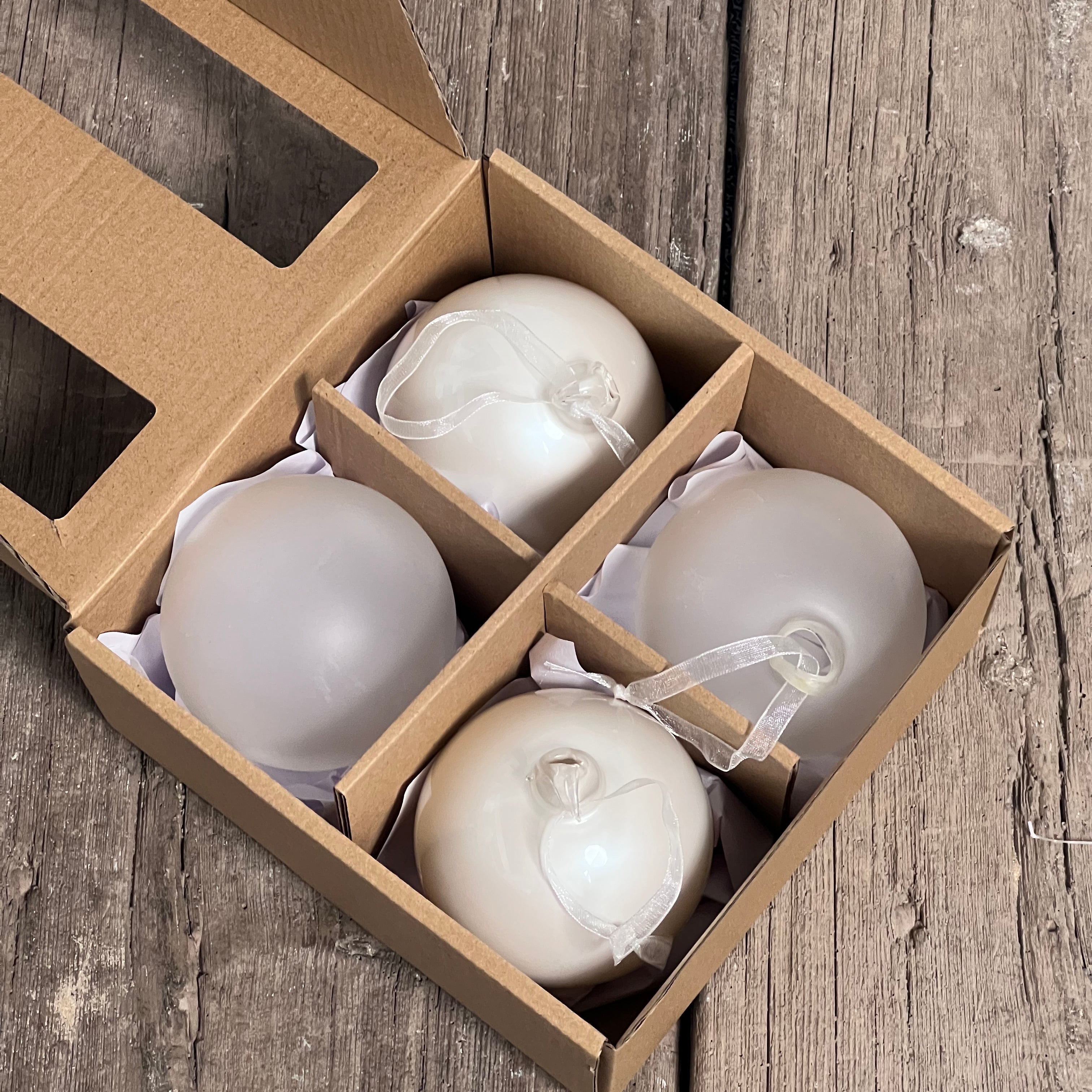 Set of 4 Glass Baubles - Various Colours Available