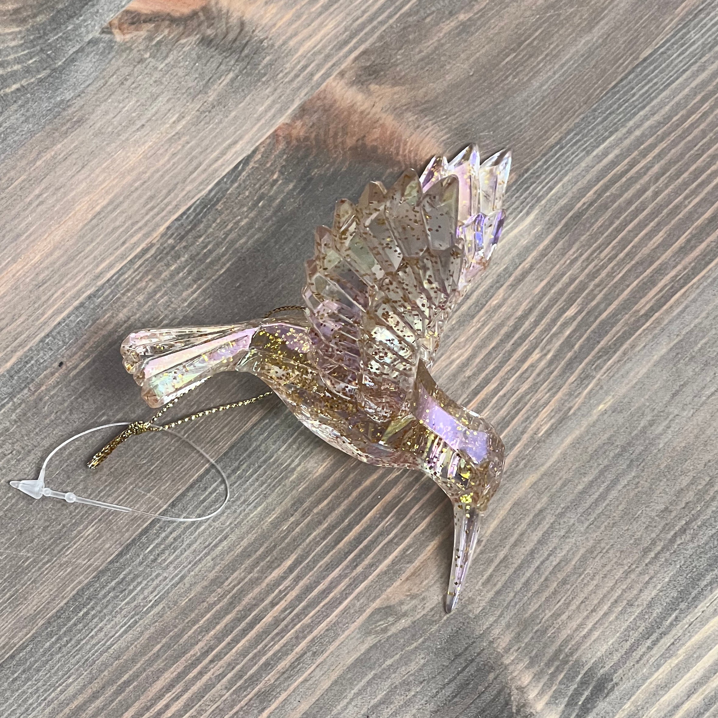 Festive Gold Glitter Hummingbird Decoration - 13cm