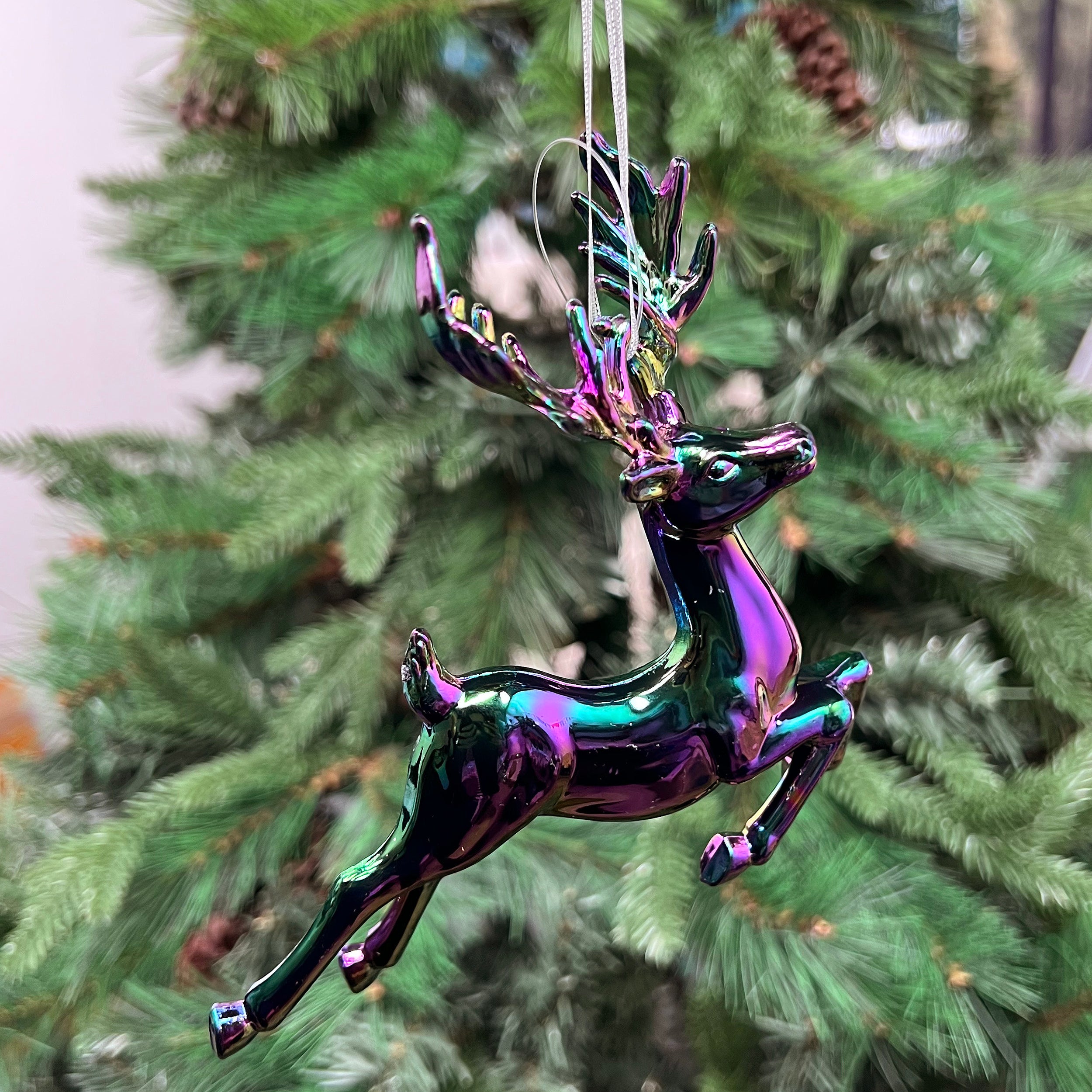 Festive Petrol Reindeer Decoration - 15cm