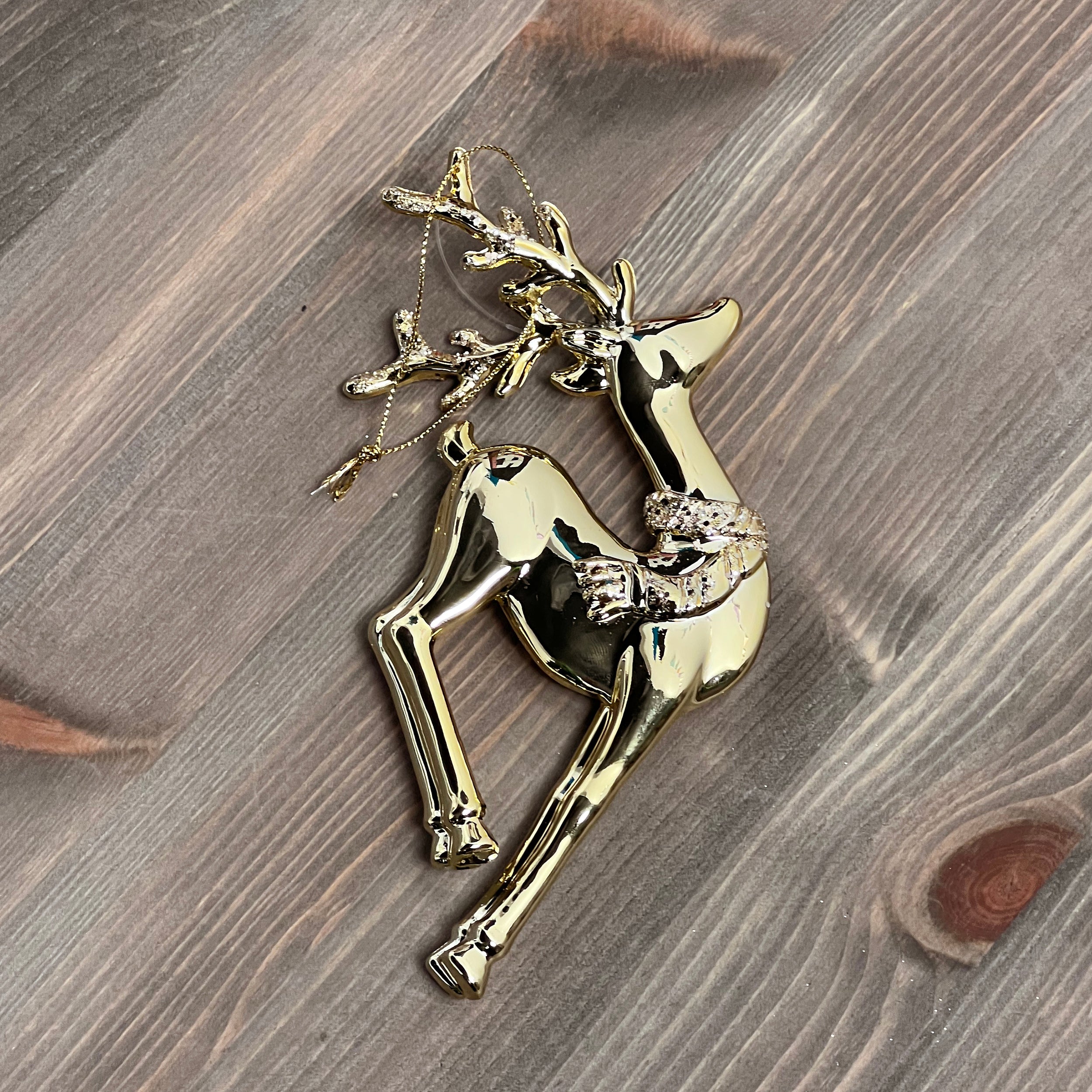 Festive Golden Reindeer Decoration - 14cm