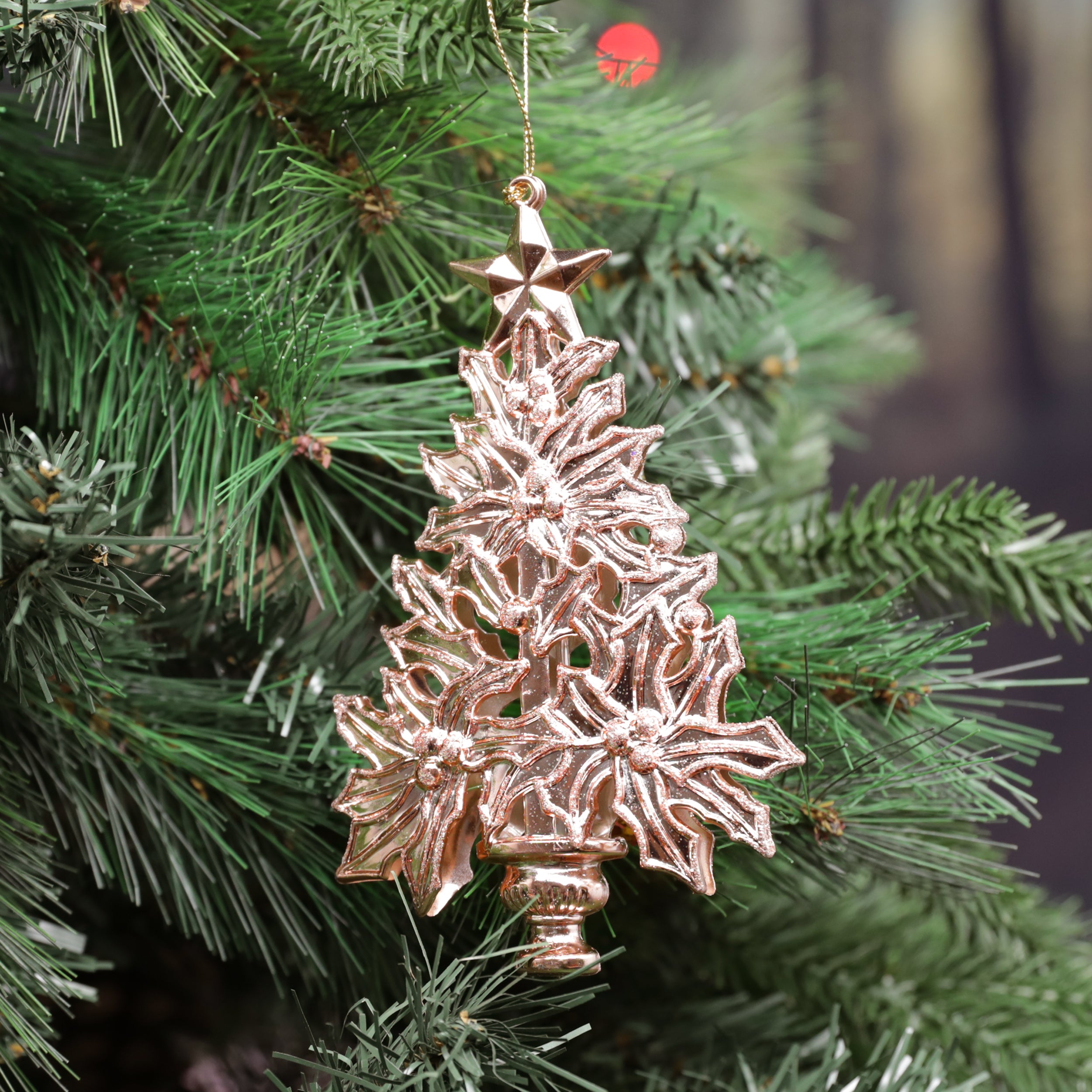 Festive Copper Acrylic Christmas Tree Decoration - 16cm