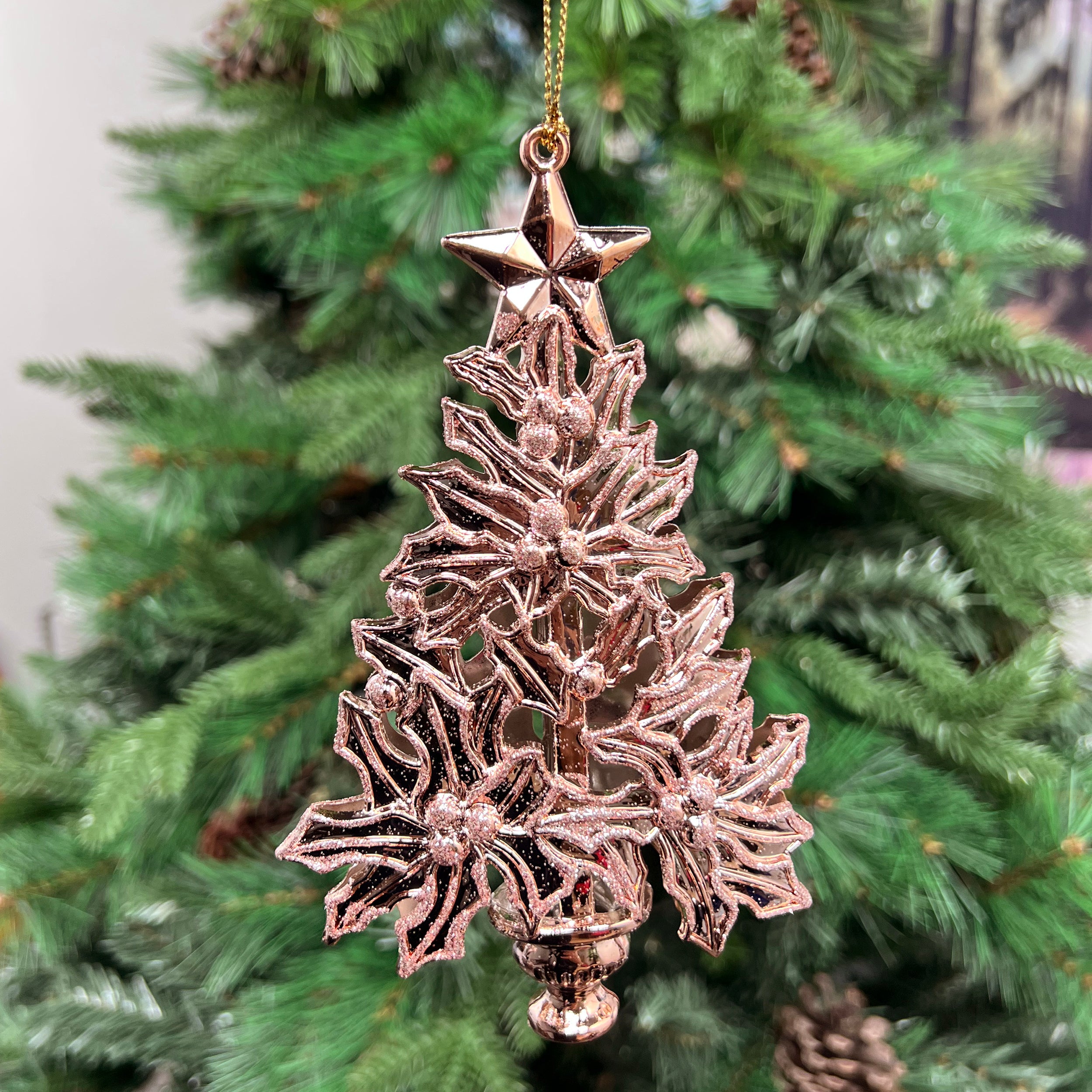 Festive Copper Acrylic Christmas Tree Decoration - 16cm