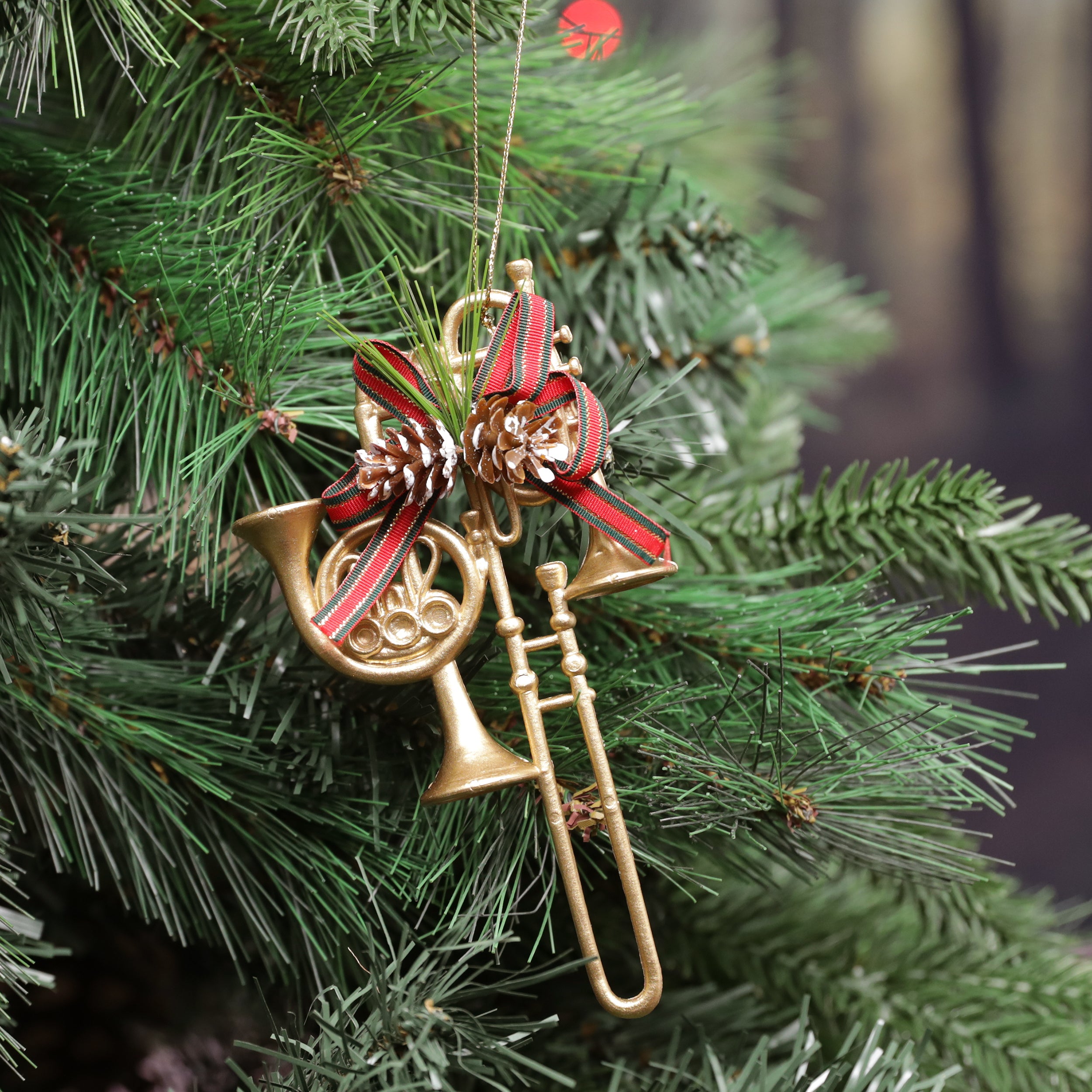 Festive Gold Musical Instrument Decoration - 14cm