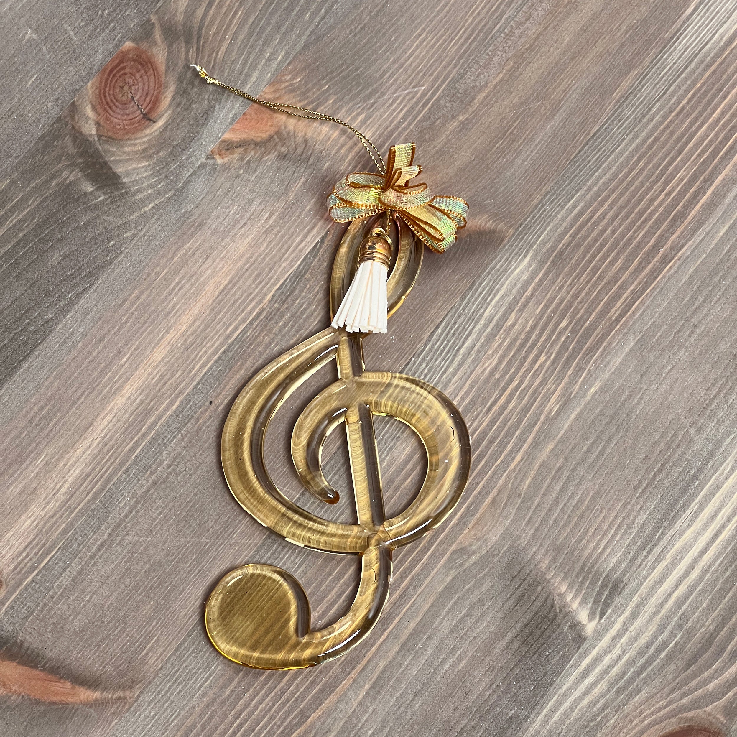 Festive Hanging Gold Ivory Music Note 16cm