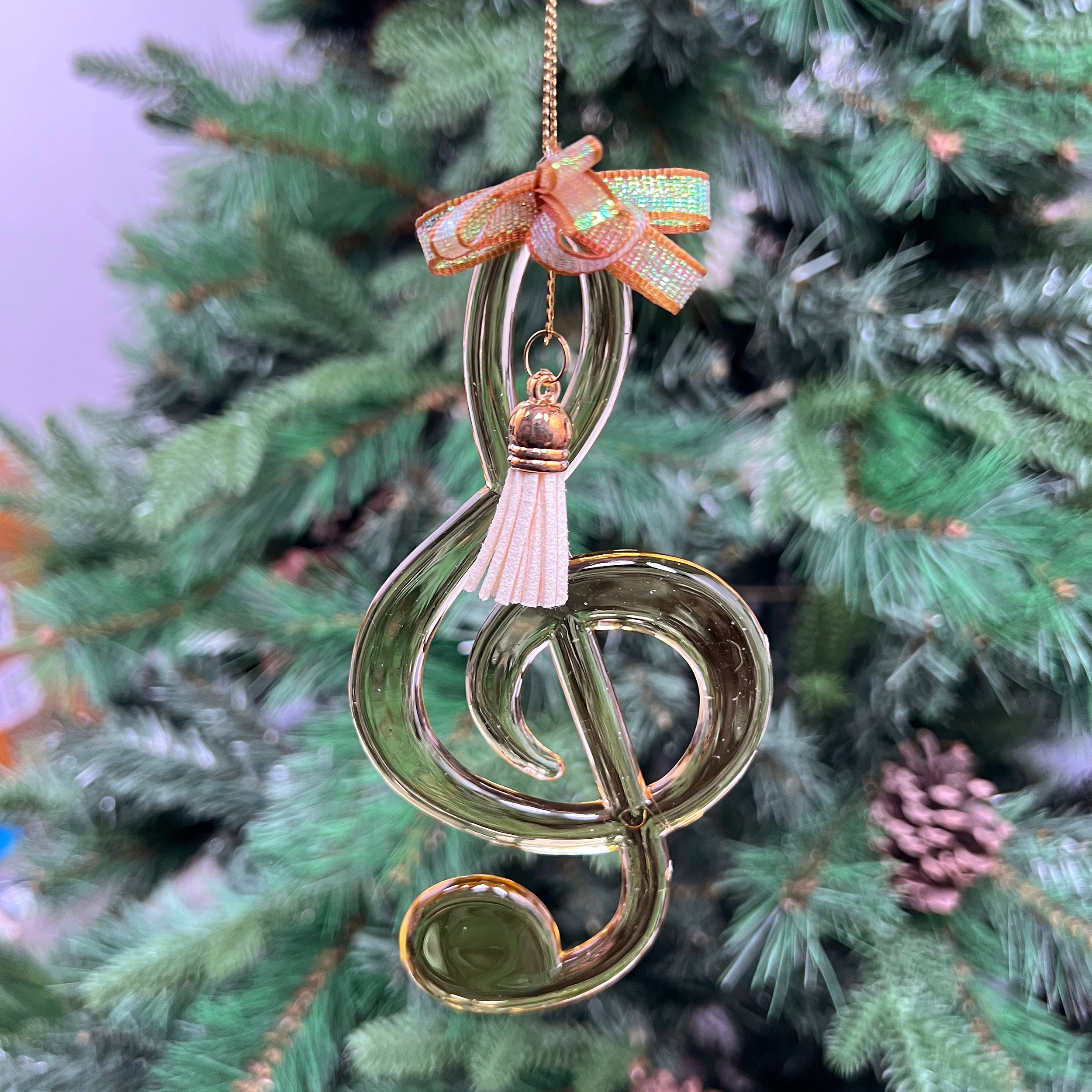 Festive Hanging Gold Ivory Music Note 16cm
