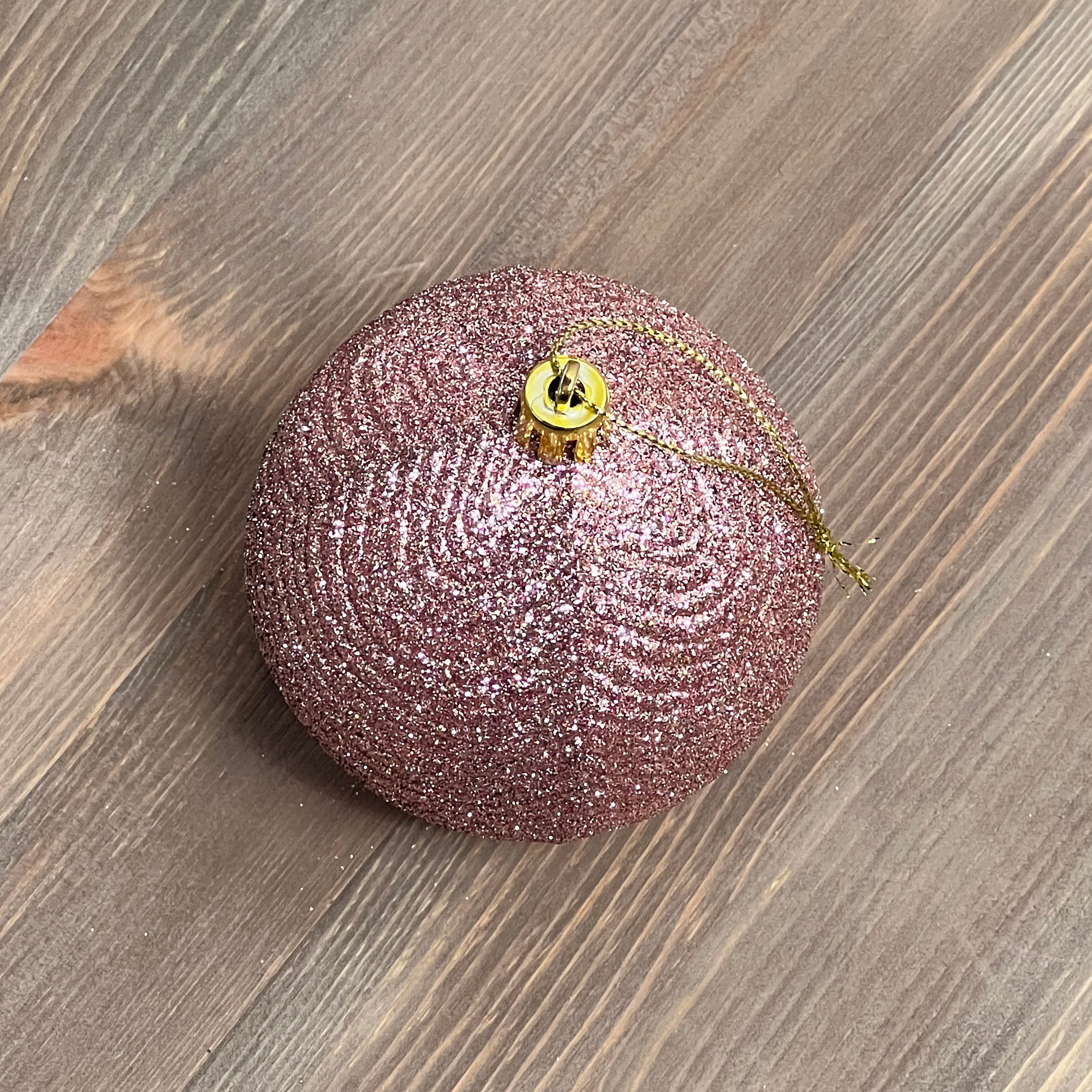 Festive Rose Gold Glitter Line Ball - 8cm