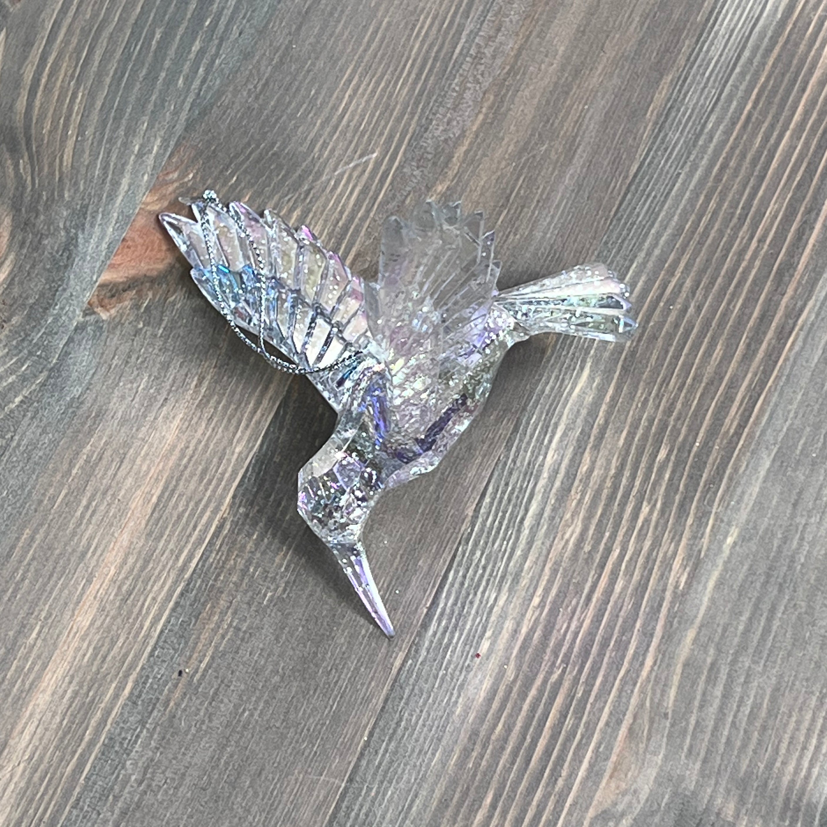 Festive Silver Glitter Hummingbird Decoration - 13cm