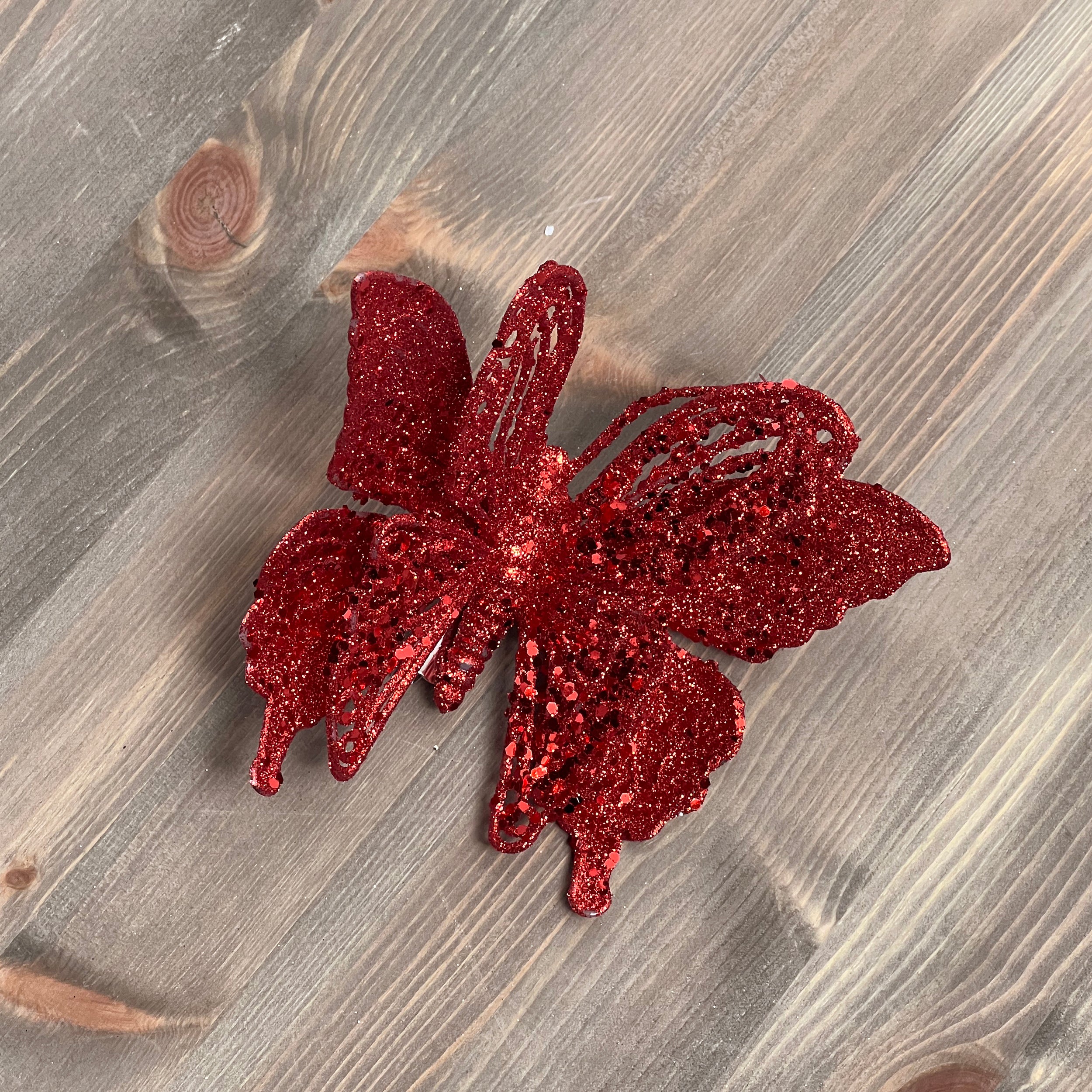 Festive Red Clip on Butterfly 18 cms