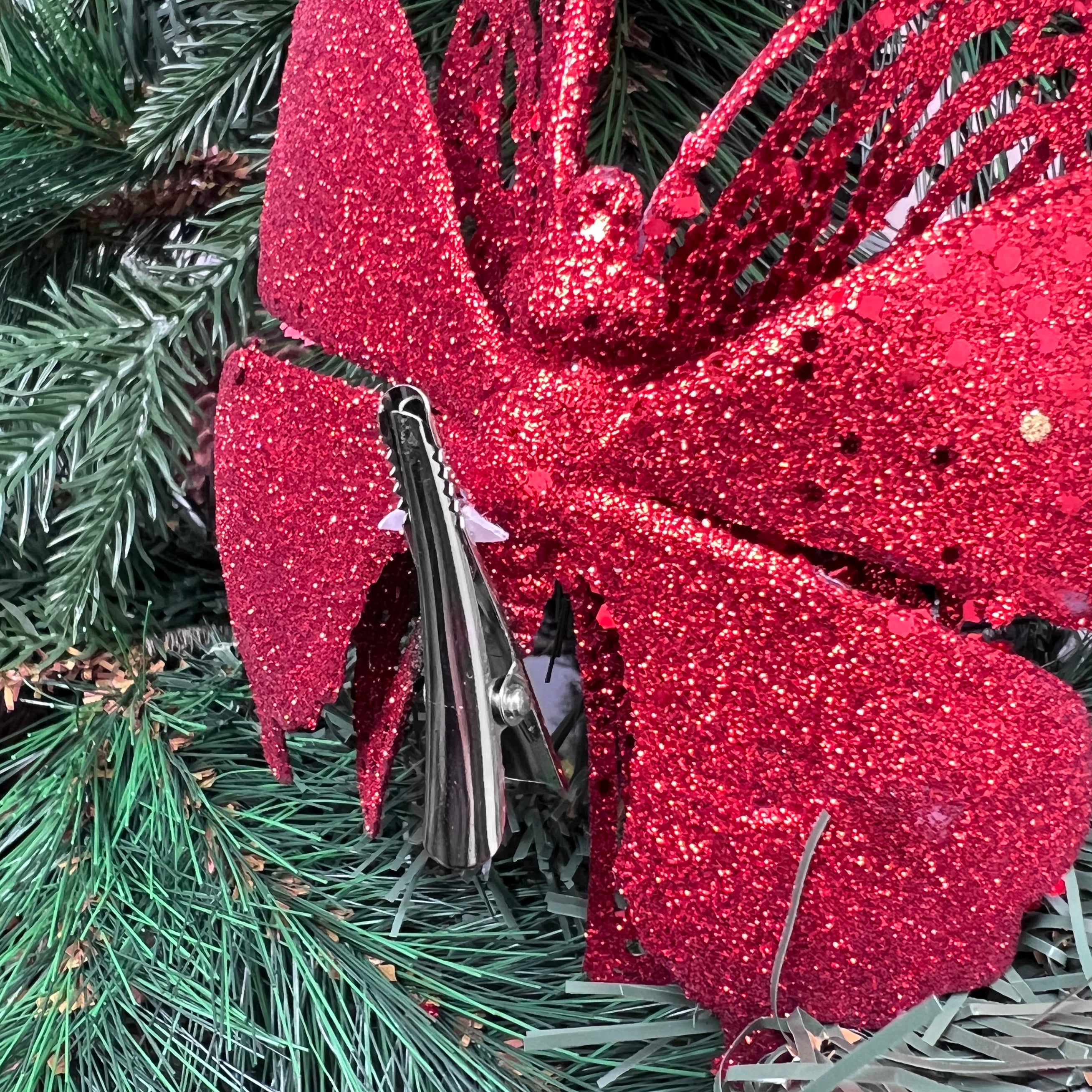 Festive Red Clip on Butterfly 18 cms