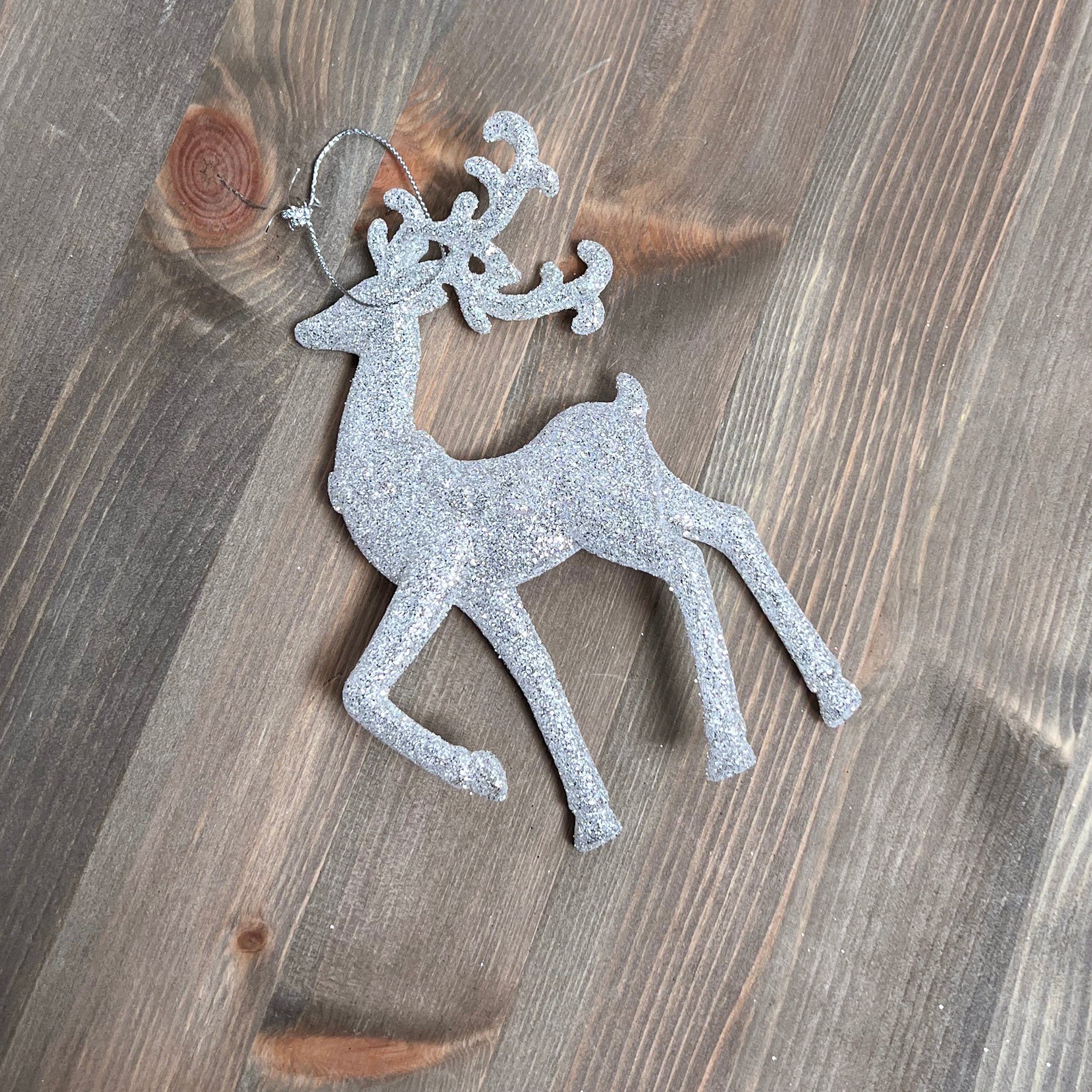 Festive Silver Reindeer Decoration - 14cm