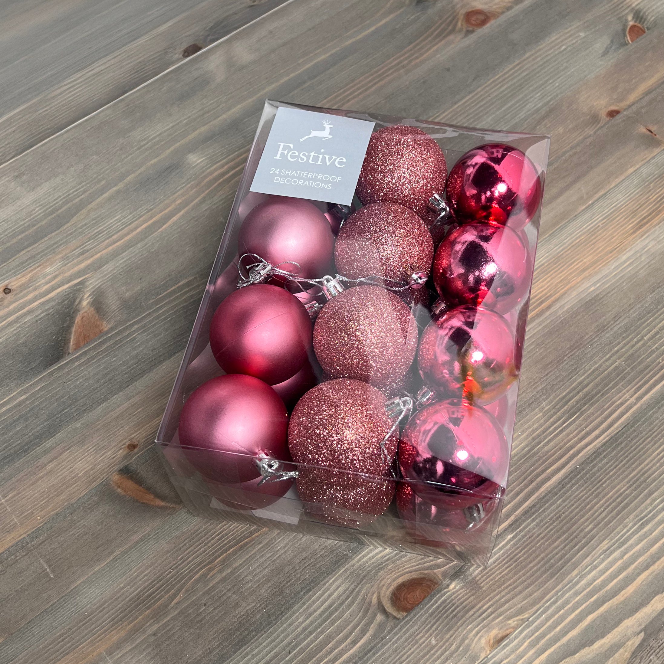 Festive Shatterproof Baubles - 24pcs