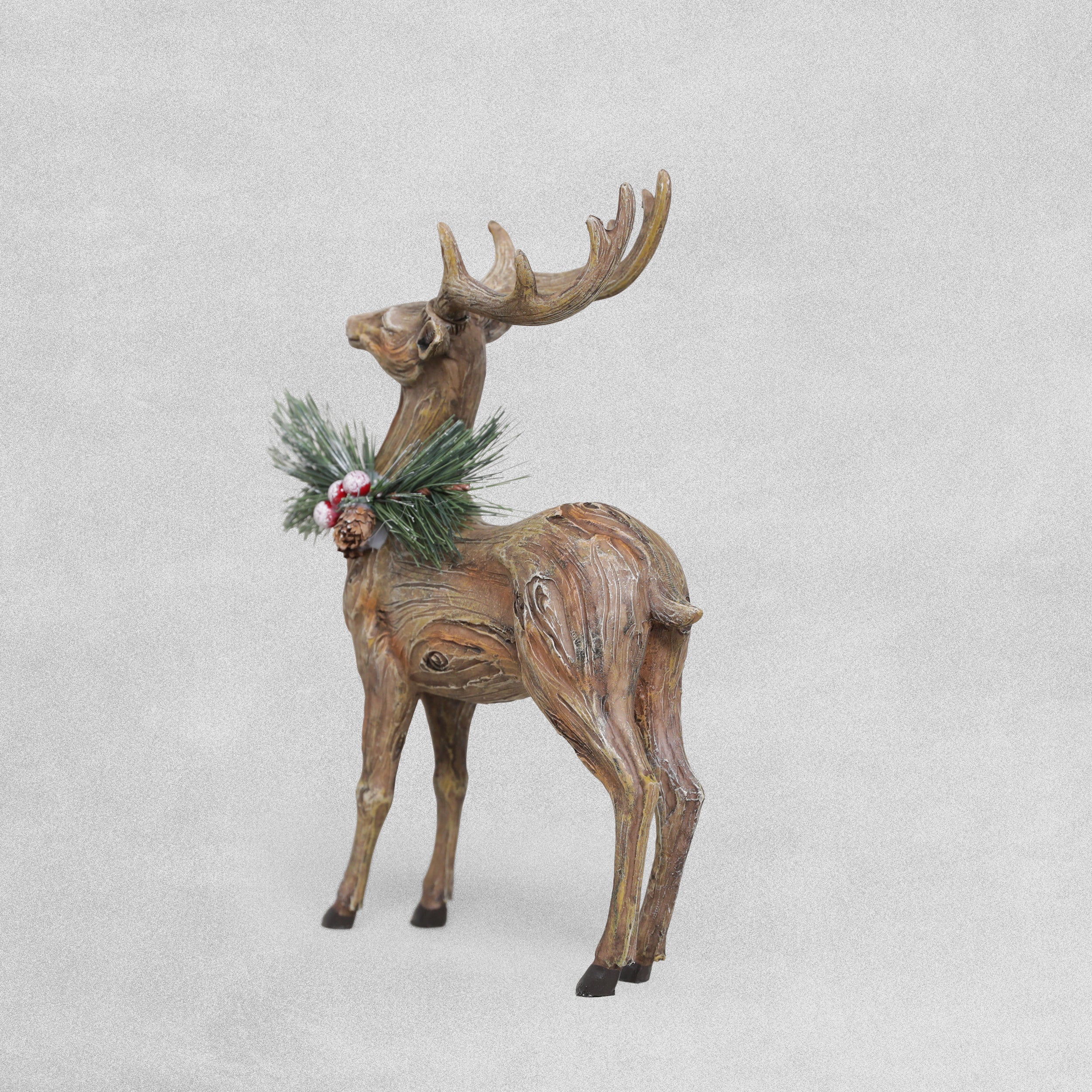 Festive Poly Resin Standing Deer - 28cm