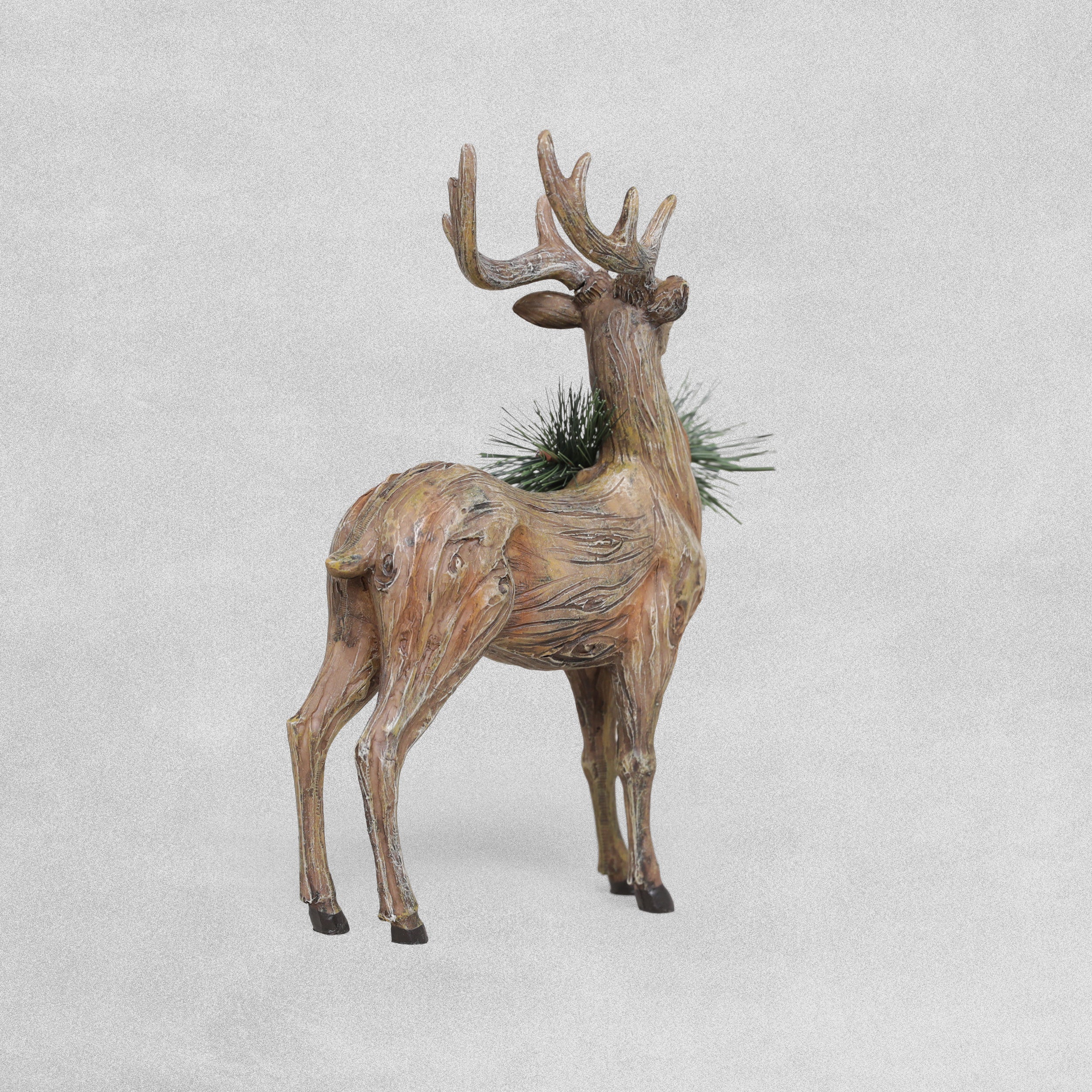 Festive Poly Resin Standing Deer - 28cm