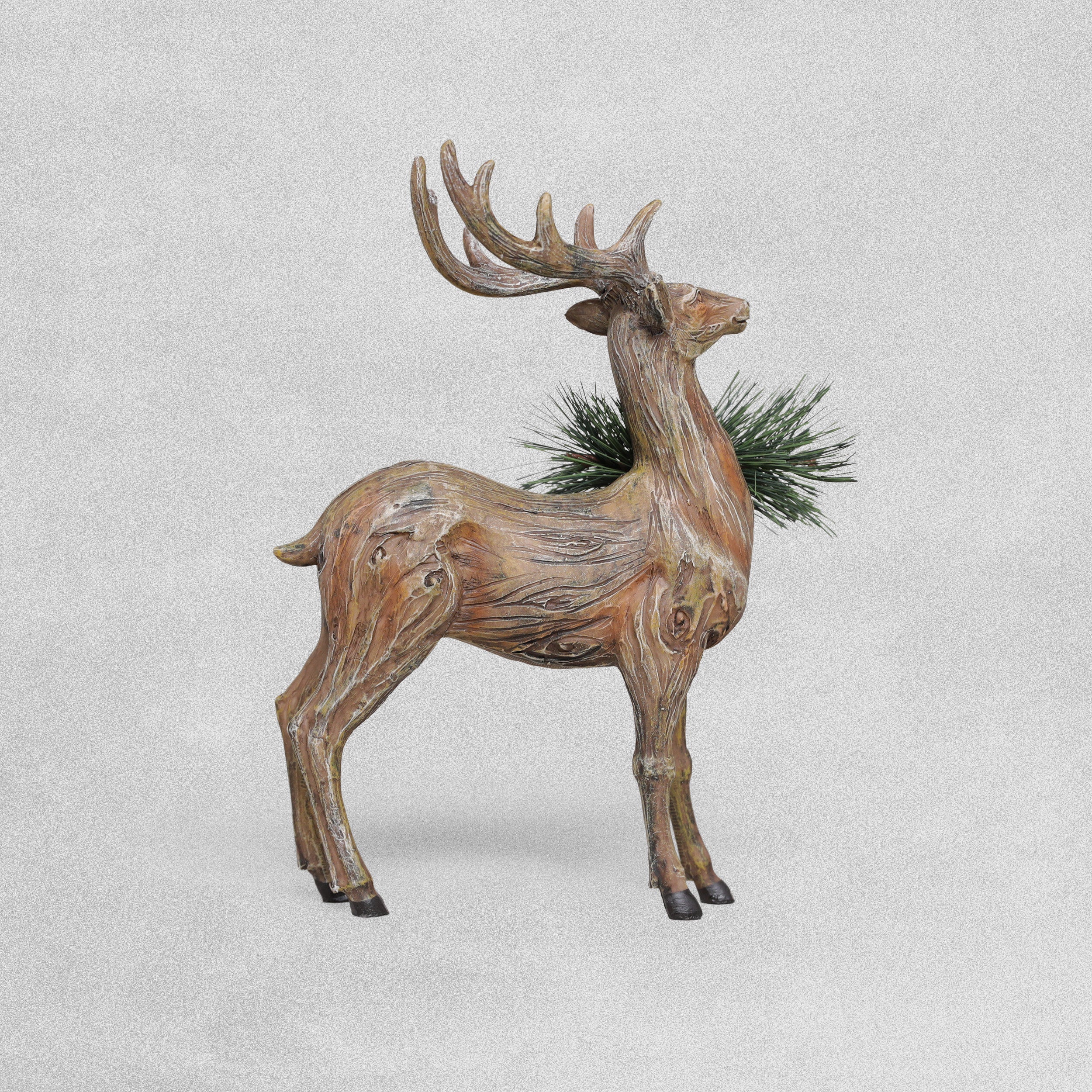 Festive Poly Resin Standing Deer - 28cm
