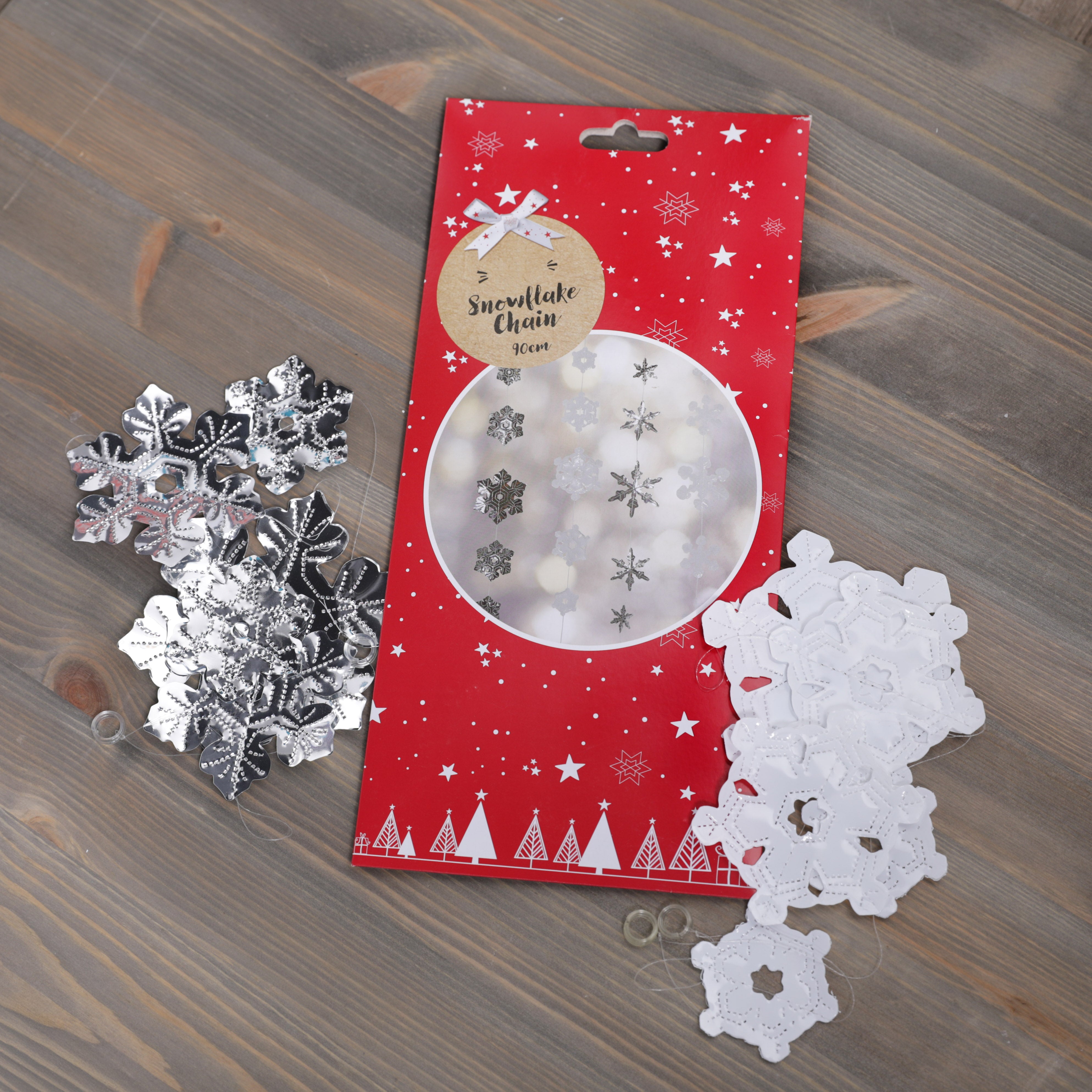 Foil Snowflake Chain Decoration 90cm