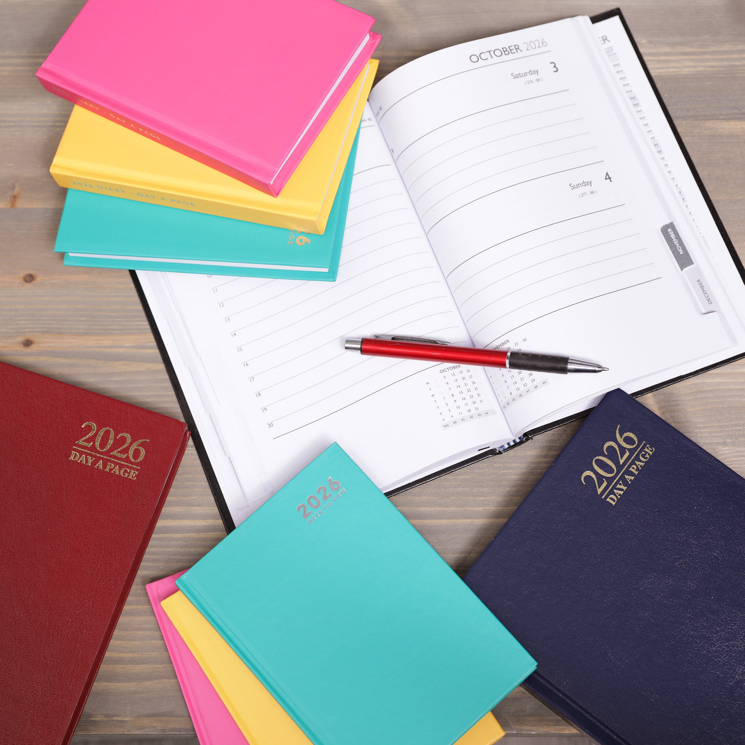 2026 Hardback A6 Diary - Week to View - Various Colours