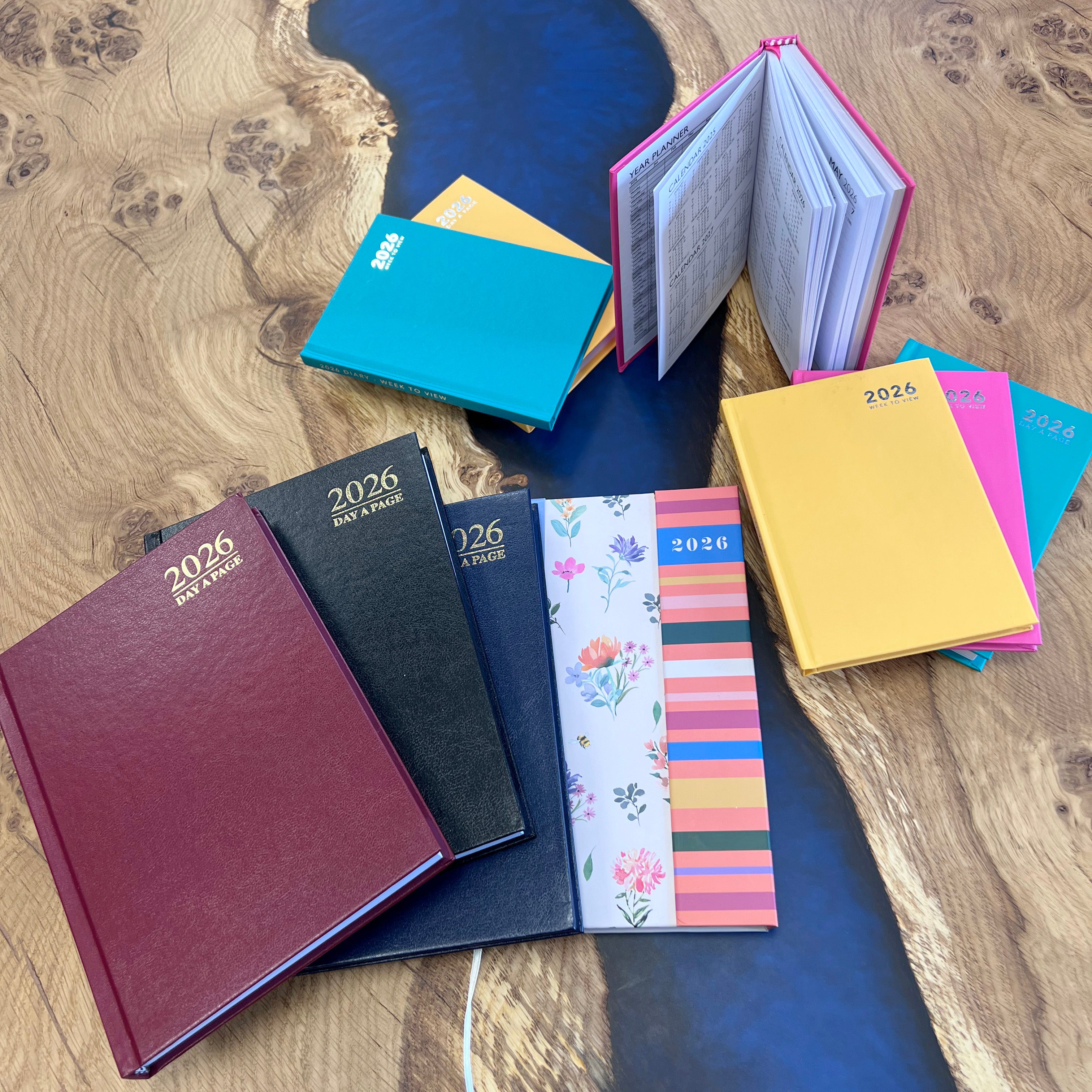 2026 Hardback A6 Diary - Week to View - Various Colours