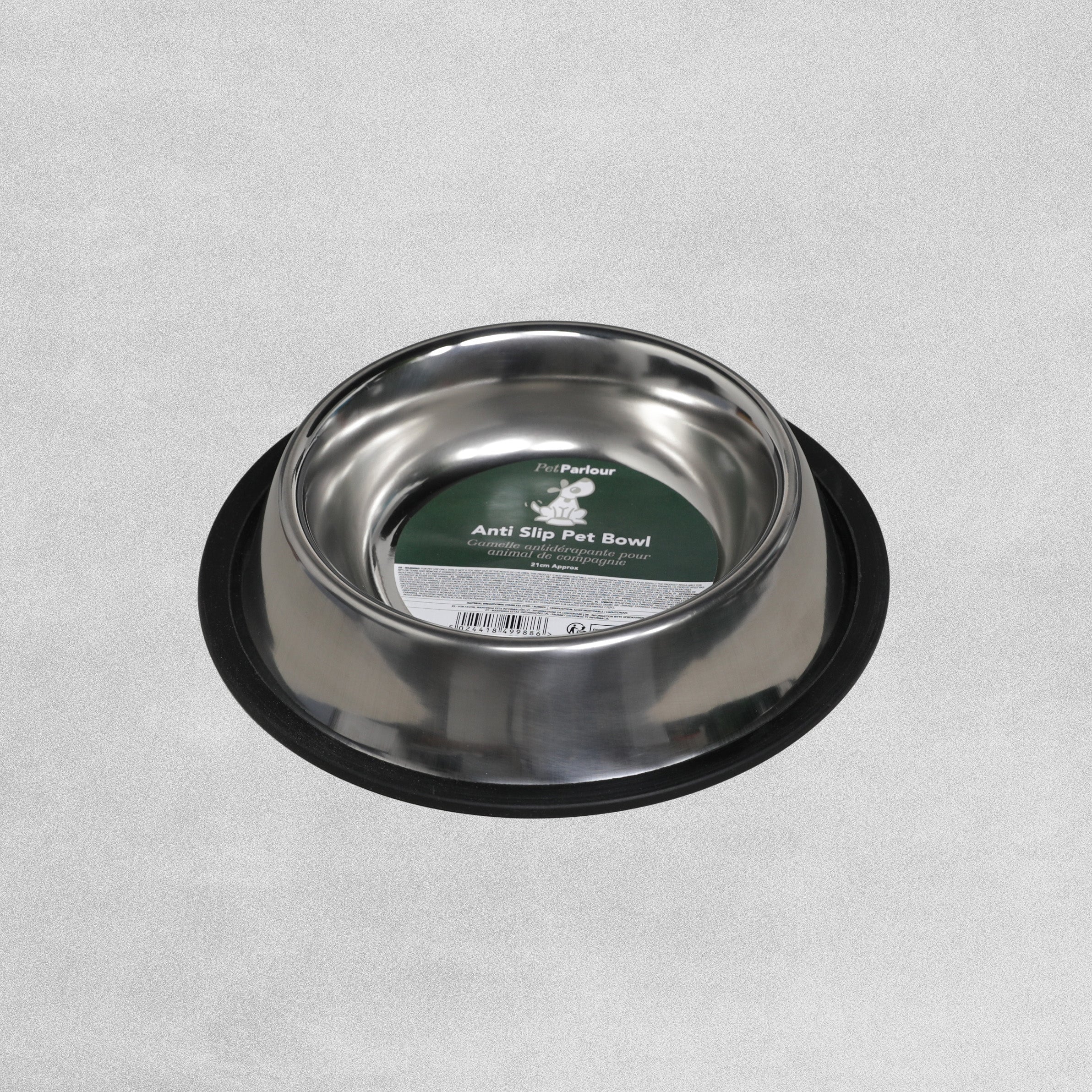 Pet Parlour Stainless Steel Anti Slip Pet Bowl - 21cm