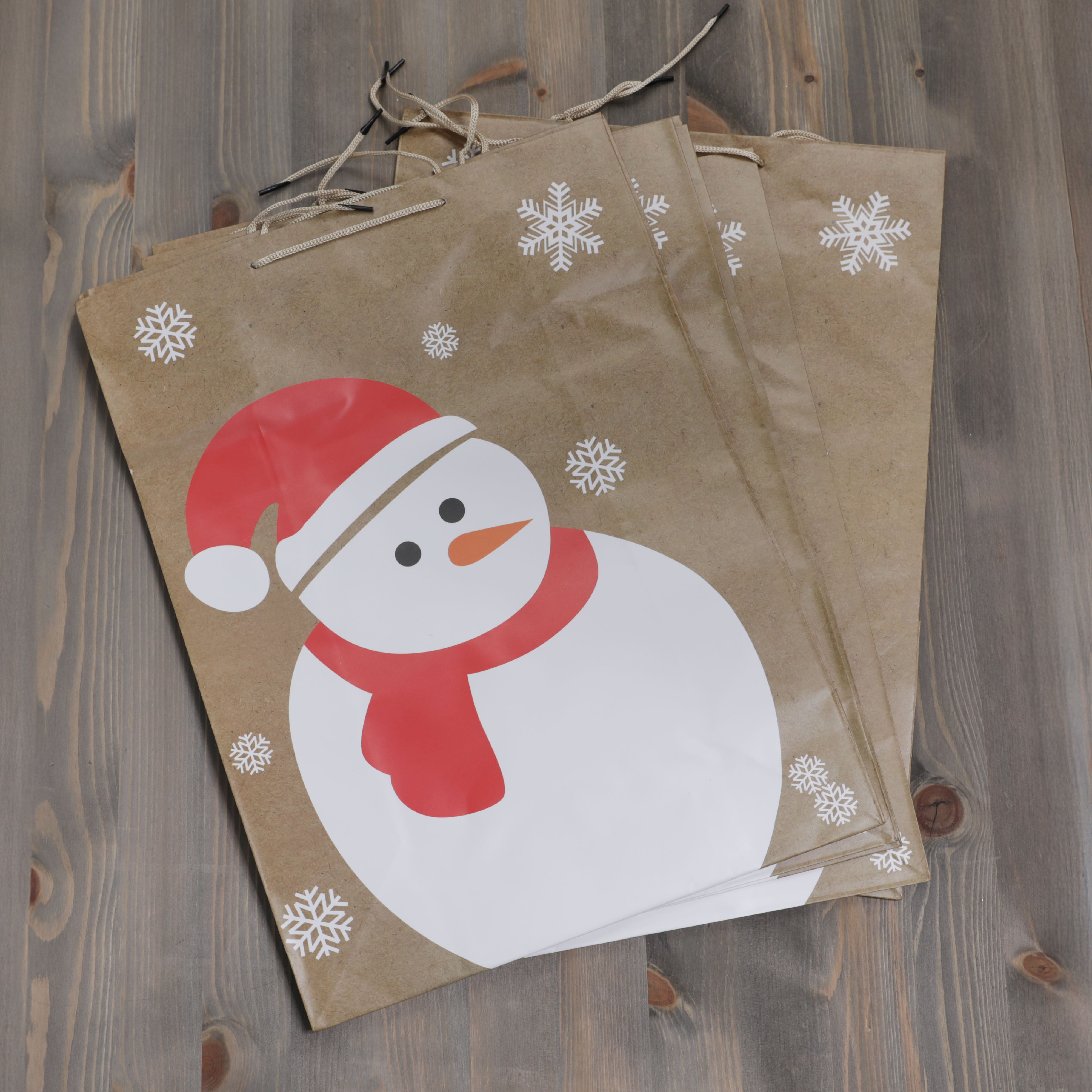 Christmas Gift Bags Snowman Design - 42 x 31 x 15cm - 12pcs