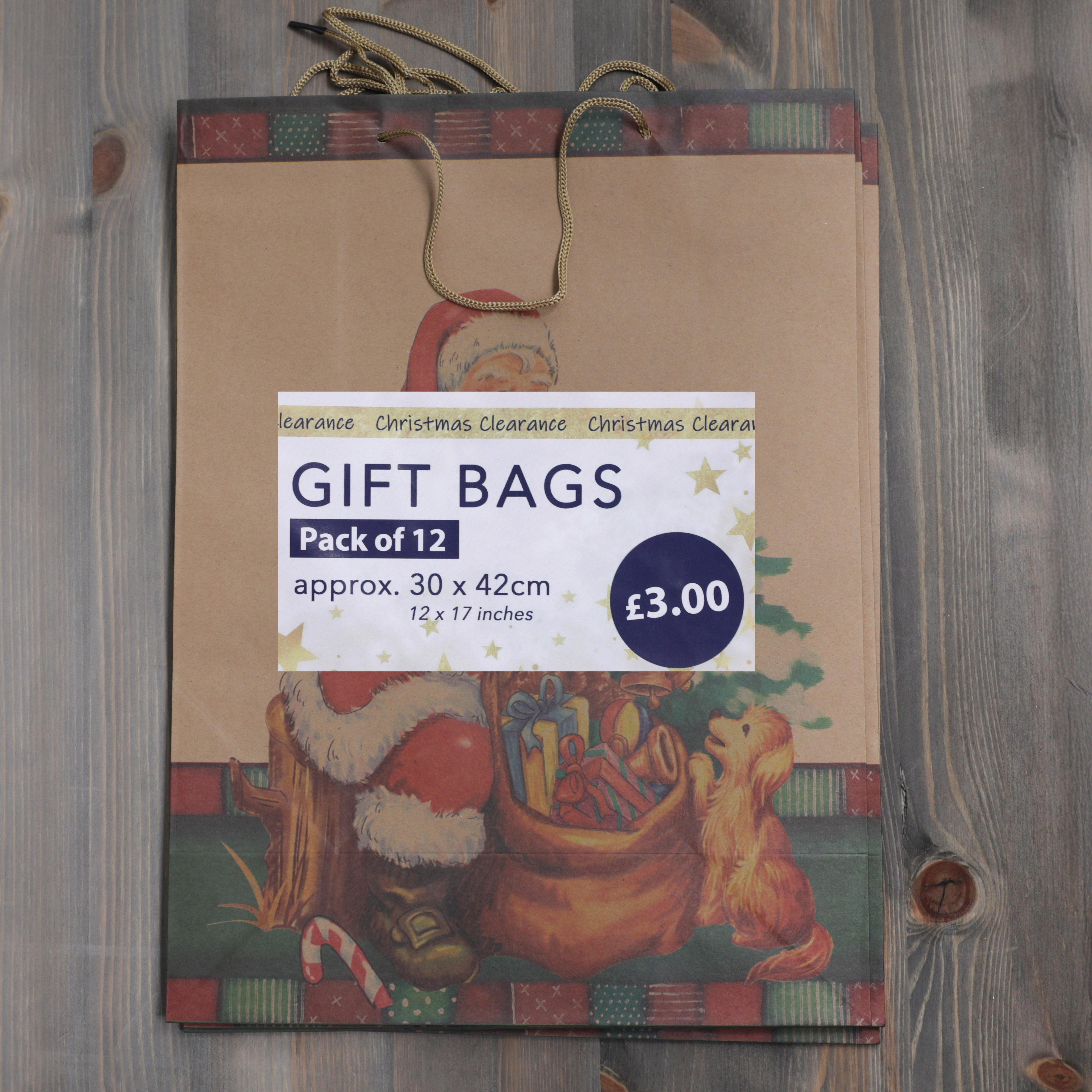 Christmas Gift Bags Father Christmas Design - Various Sizes Available