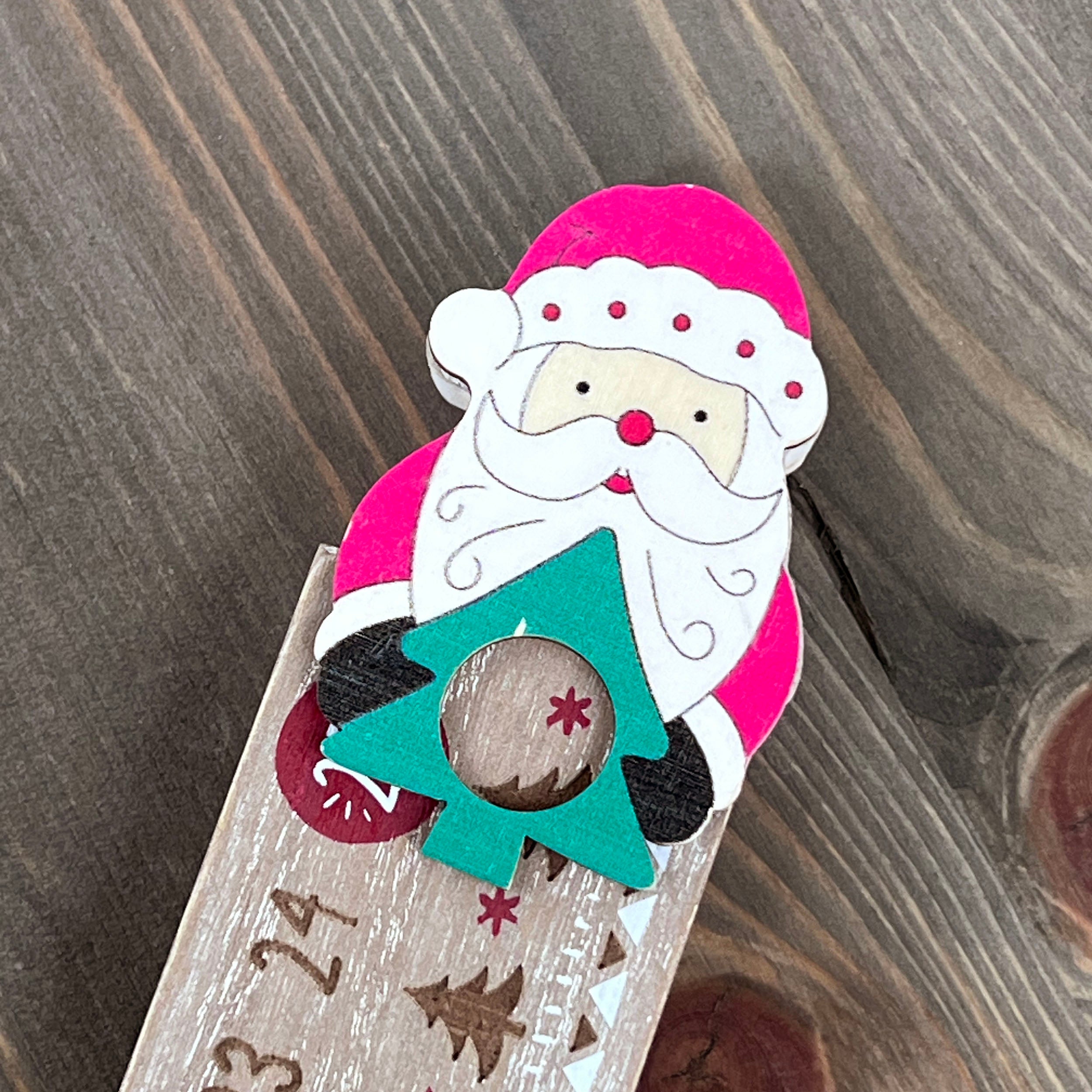 Wooden Santa's Christmas Countdown - Various Colours Available