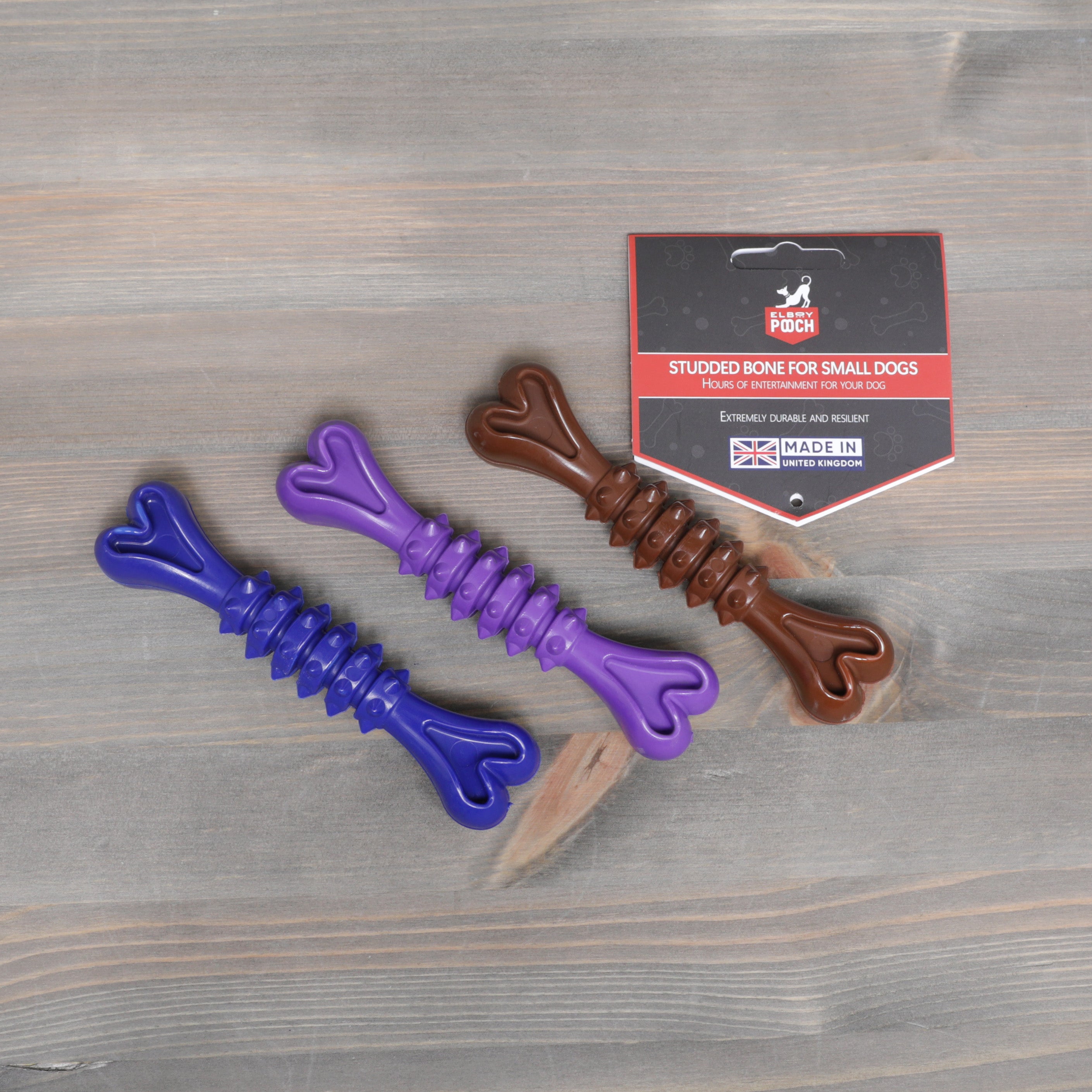 Elboy and Pooch Studded Bone For Small Dogs - Assorted Colours