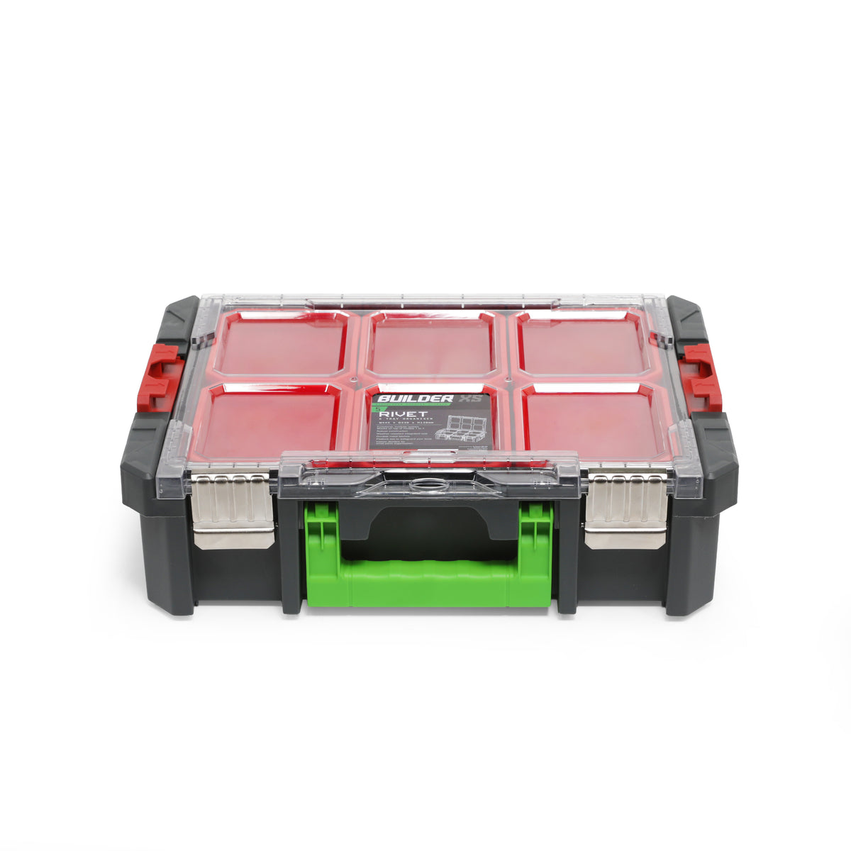 Builder Pro Stack-Form Modular Tool Boxes - 6 Tray Organiser (RIVET)