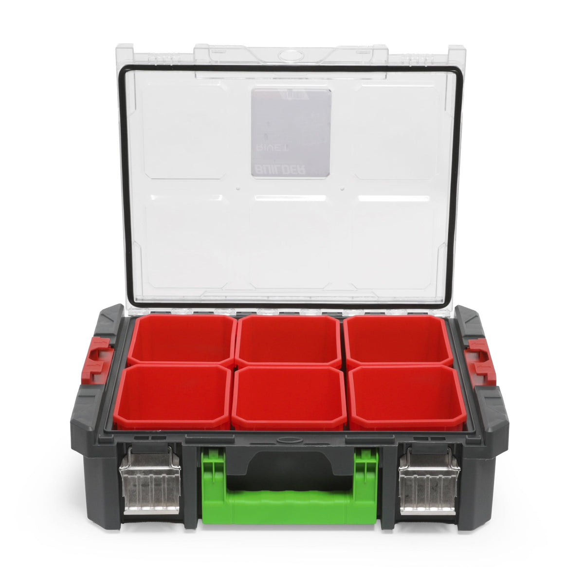 Builder Pro Stack-Form Modular Tool Boxes - 6 Tray Organiser (RIVET)