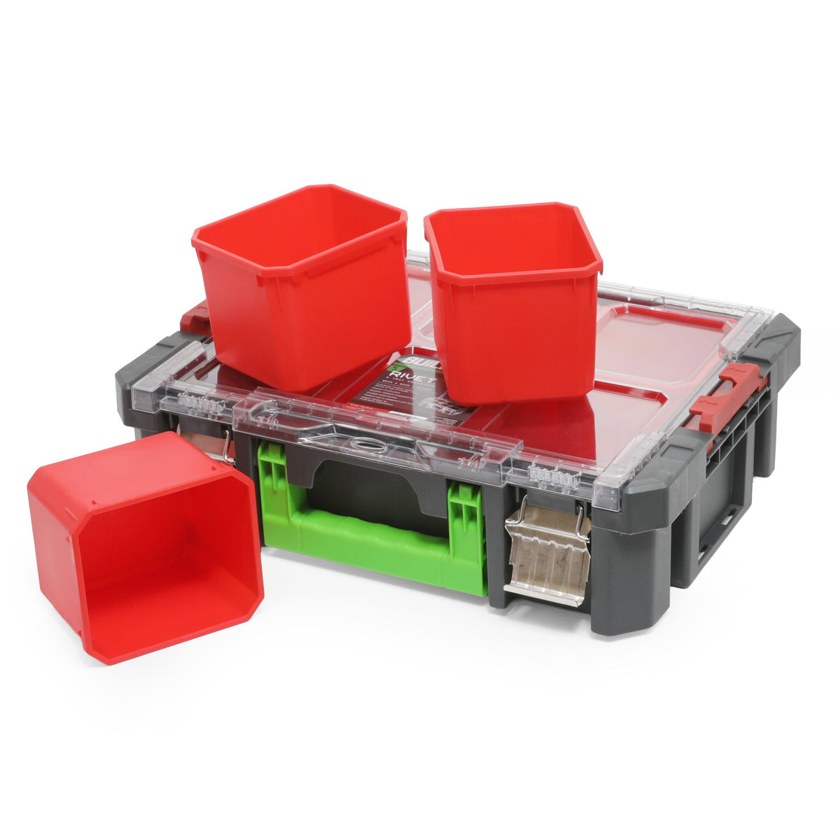 Builder Pro Stack-Form Modular Tool Boxes - 6 Tray Organiser (RIVET)