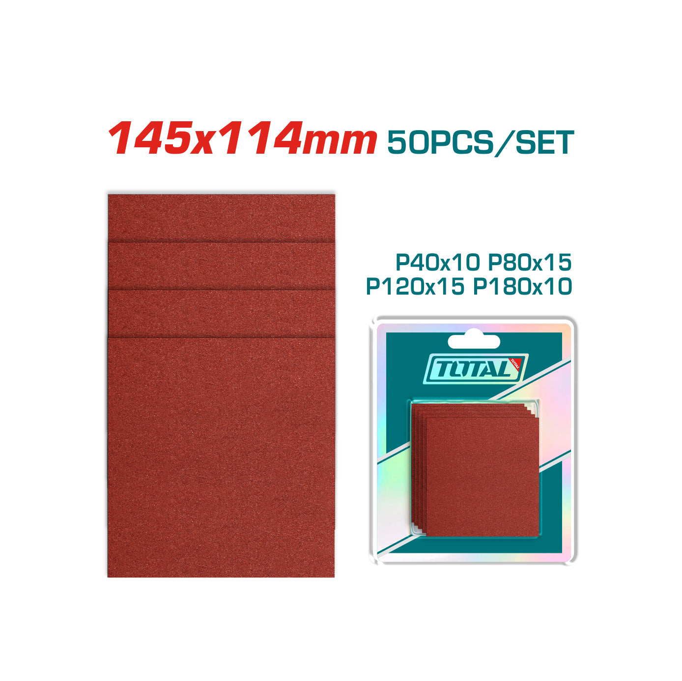 Total Sanding Sheet Set 145x114mm 50pc Set - TAC749141121