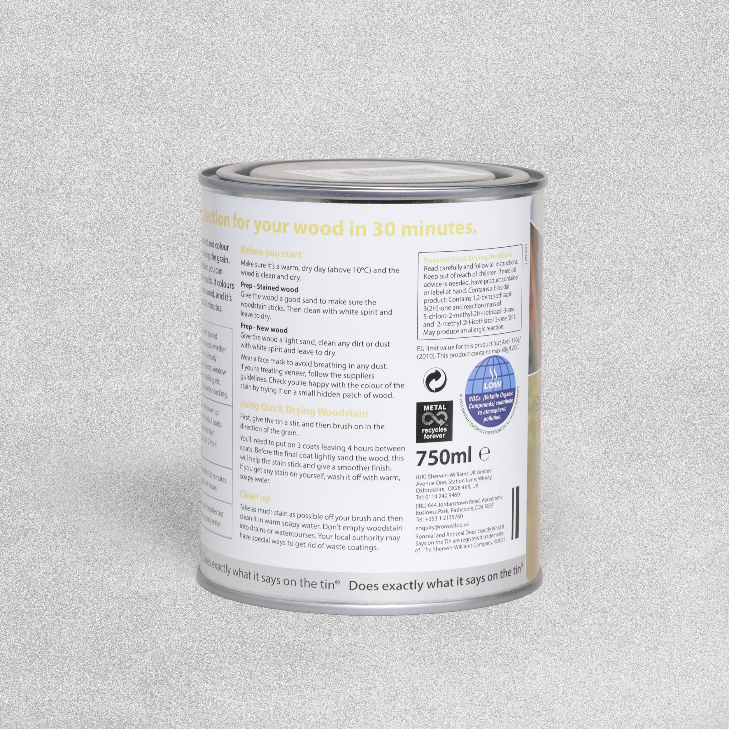 Quick Dry Woodstain Gloss Walnut 750ml Ronseal Wood Stain