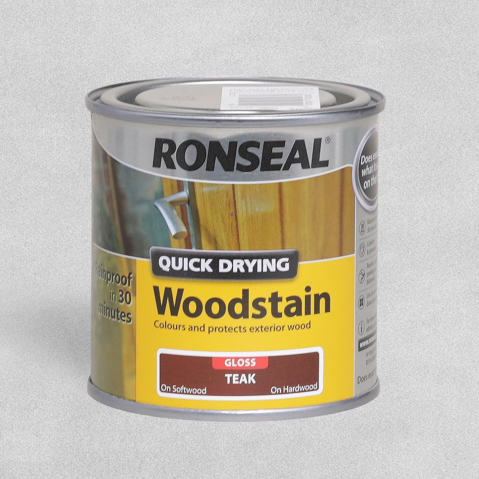 Quick Dry Woodstain Gloss Teak 250ml Ronseal Wood Stain