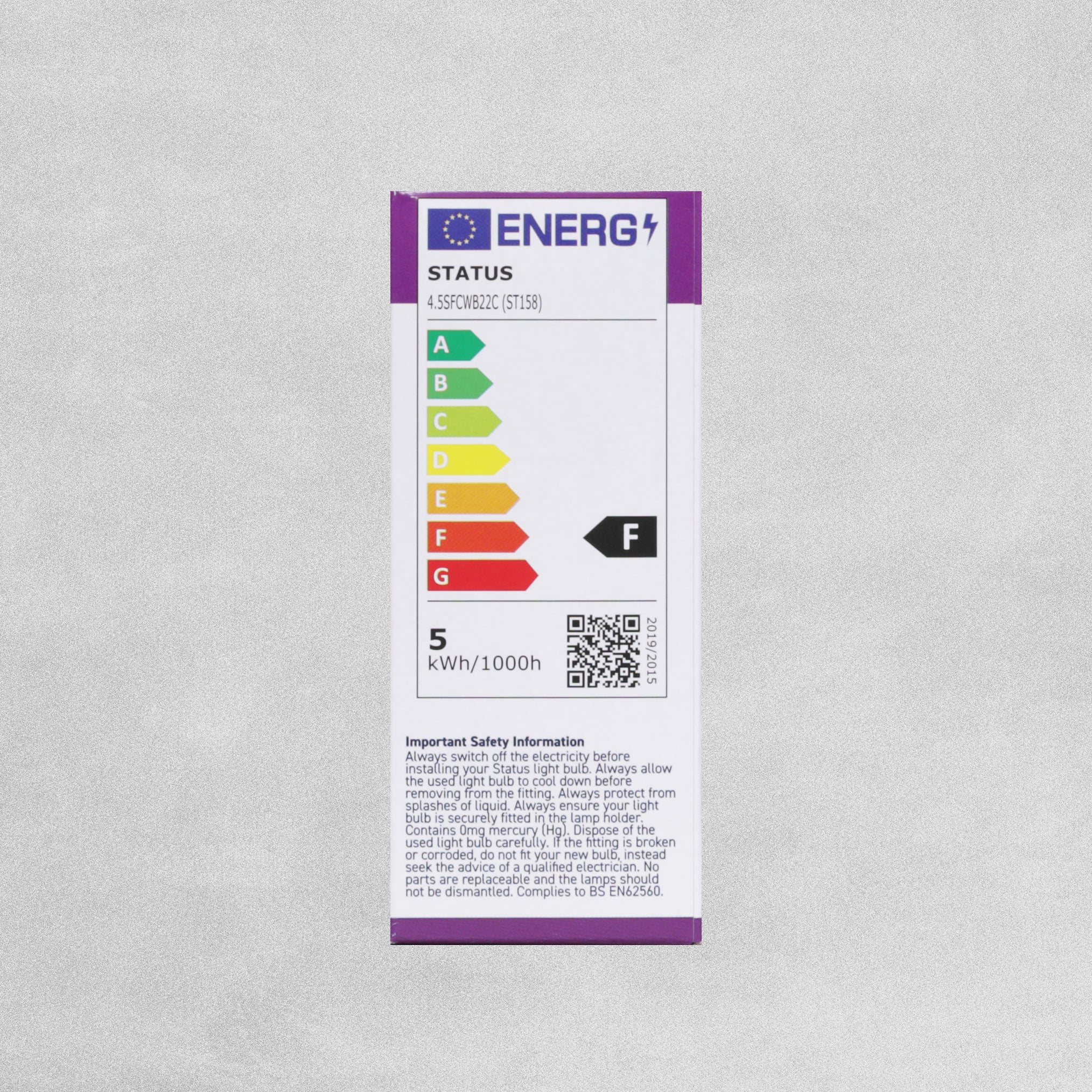 Status Filament LED Candle Clear Bulb B22/BC 4.5w=40w - Warm White