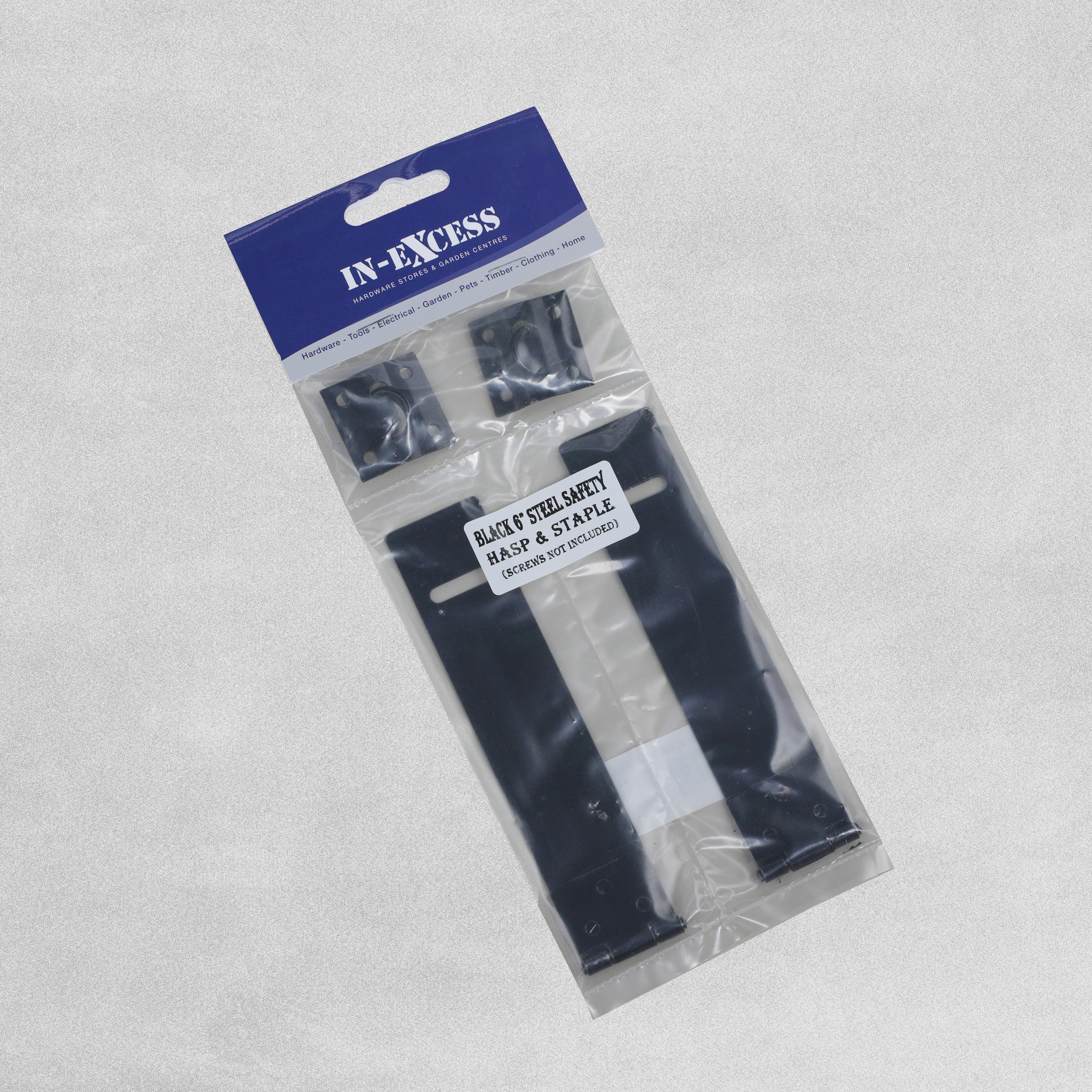 Black 6" Steel Safety Hasp and Staple 2pc