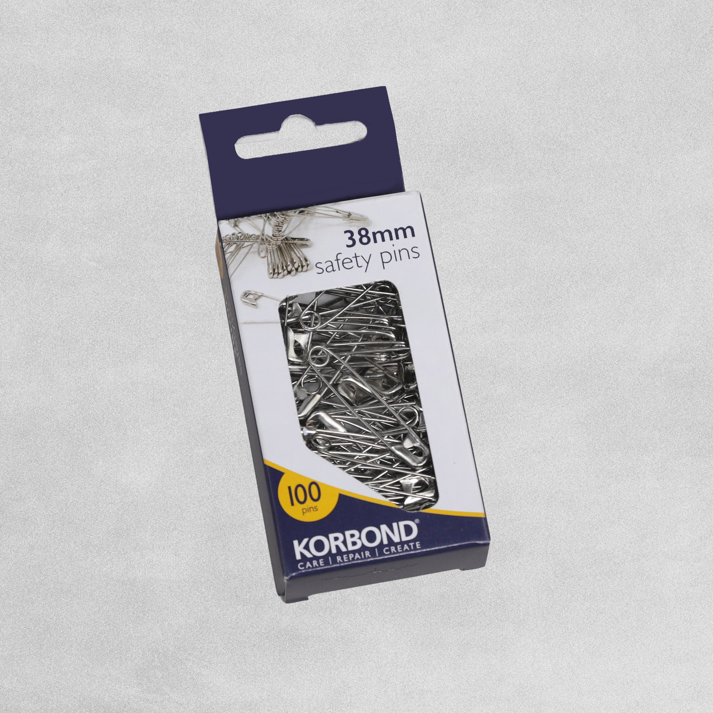 Korbond Silver Safety Pins 38mm 100/Pk